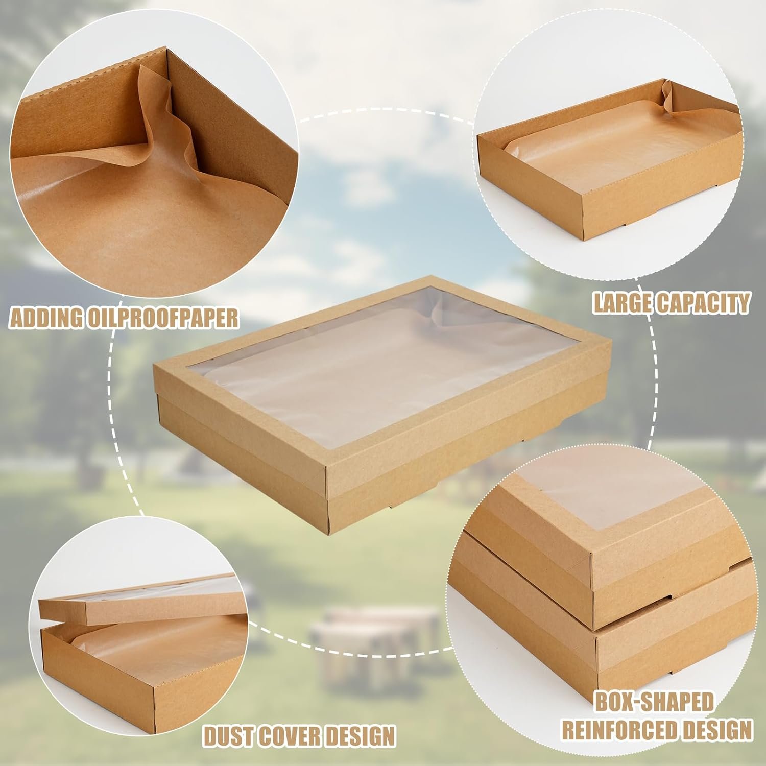 Logo Personalizado 10 Cajas Grandes para Pastelería con Ventana, 22x9.8x3.15 Pulgadas, Cajas de Cartón para Galletas, Marca Blanca para Regalos, Hornear Pasteles, Muffins y Postres, Proveedor de Empaques.