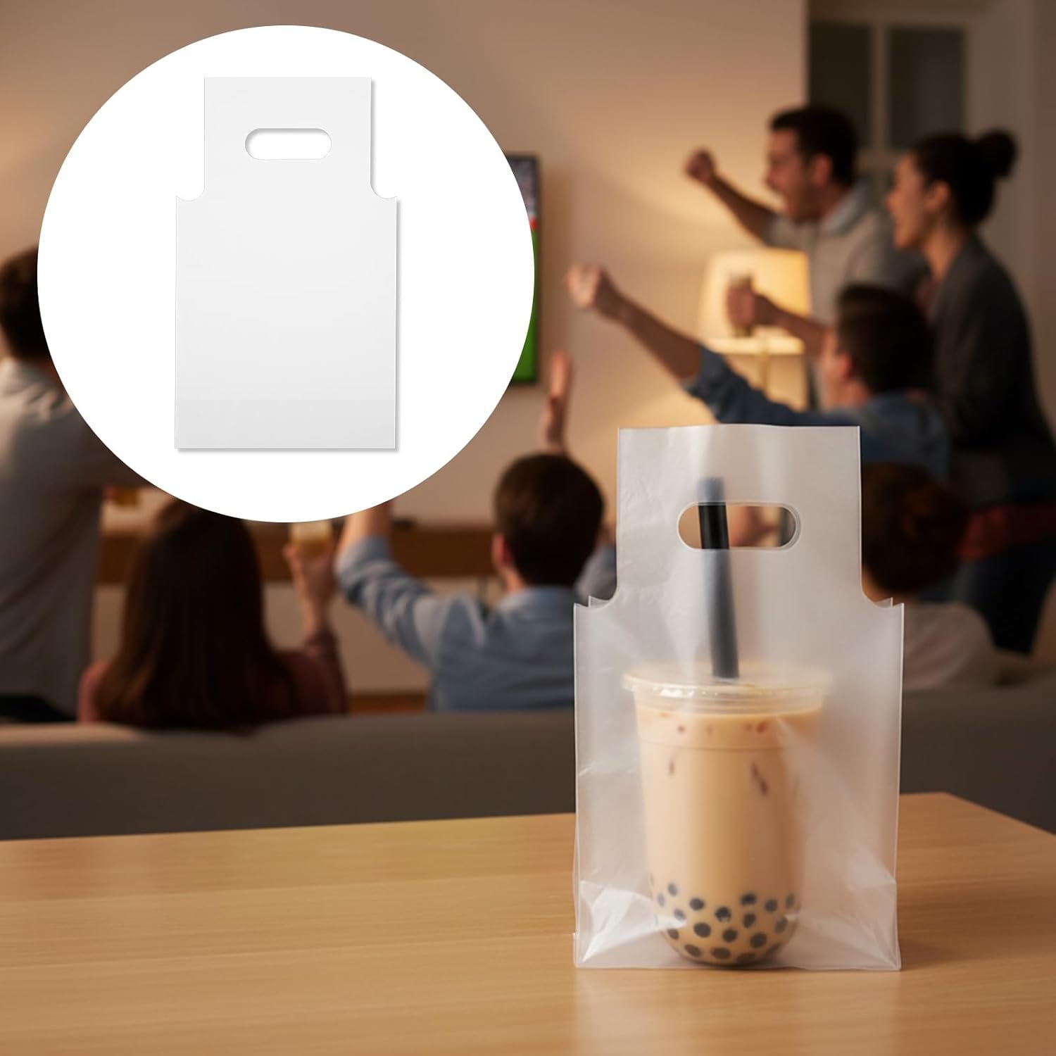 Bolsas Portavasos de Plástico Transparentes de 11x6 Pulgadas con Mango para Café, Té, Jugo, Entrega y Comida para Llevar - Logo Personalizado, Marca Blanca, Proveedor Bolsas Portavasos de Plástico Transparentes de 11x6 Pulgadas con Mango para Café, Té, Jugo, Entrega y Comida para Llevar - Logo Personalizado, Marca Blanca, Proveedor