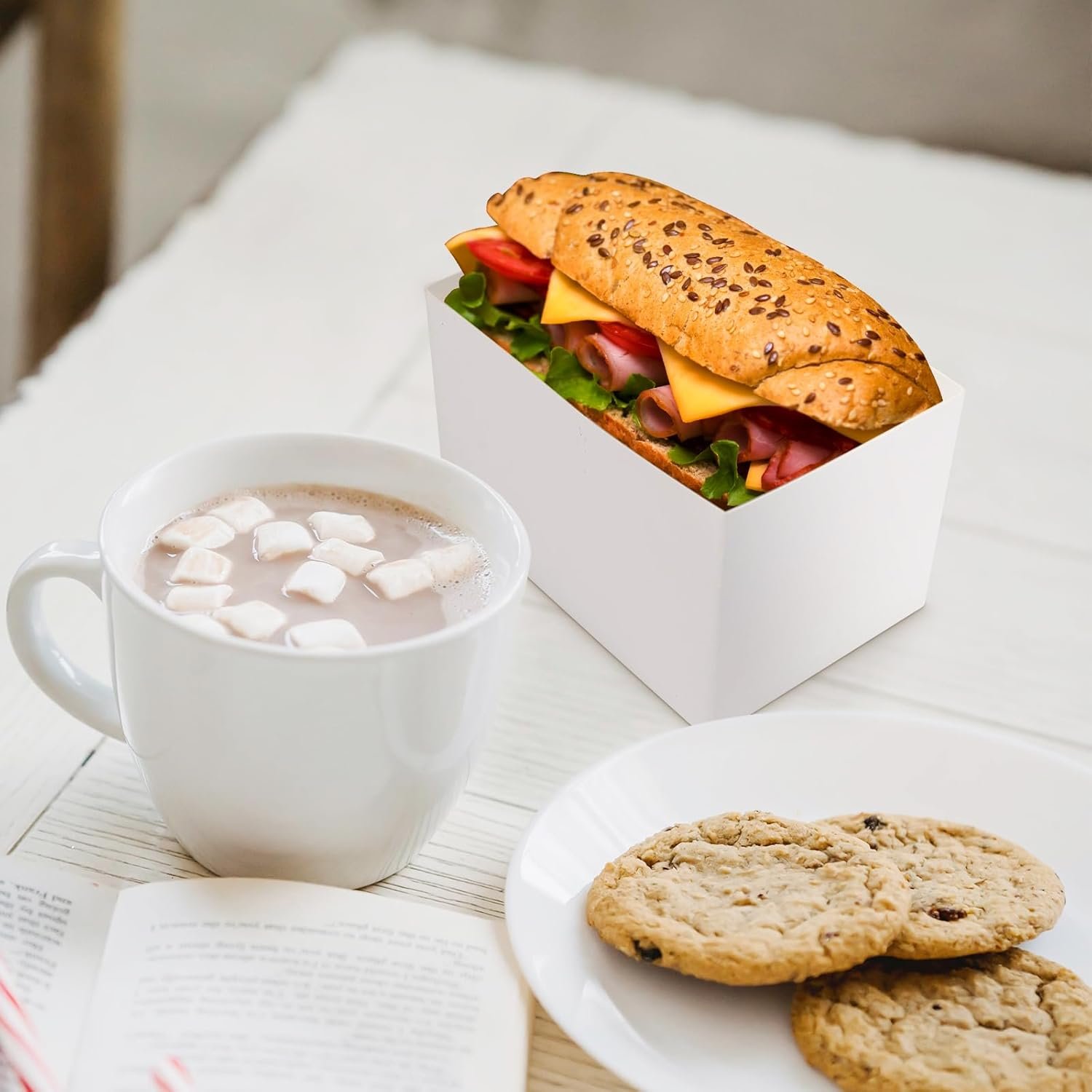 Cajas de Empaque para Sándwich con Logo Personalizado, 200 Pcs de Cajas de Papel para Comida para Llevar, Bandeja para Pan Tostado para Restaurante, Picnic y Fiesta, Proveedor de Calidad