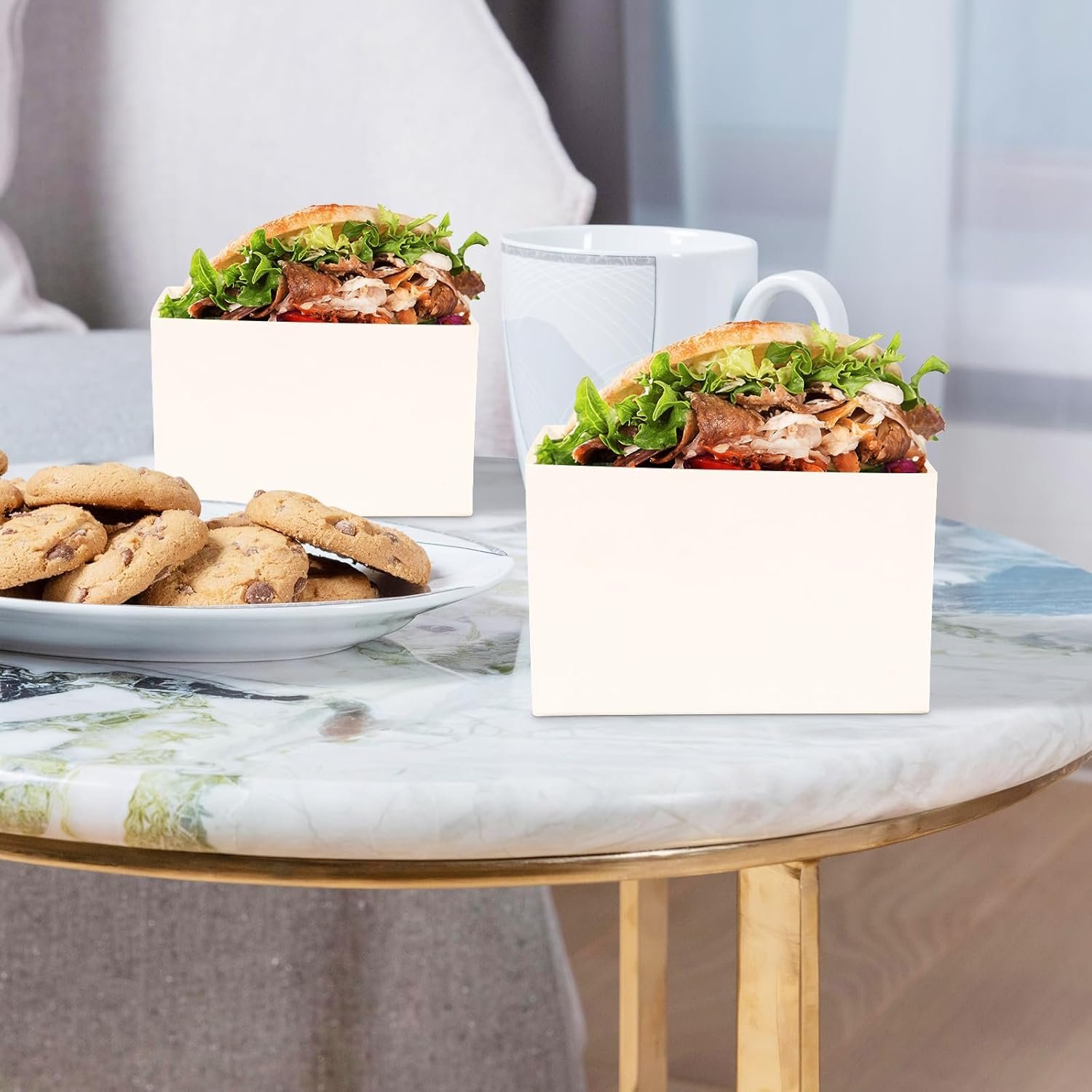 Cajas de Empaque para Sándwich con Logo Personalizado, 200 Pcs de Cajas de Papel para Comida para Llevar, Bandeja para Pan Tostado para Restaurante, Picnic y Fiesta, Proveedor de Calidad