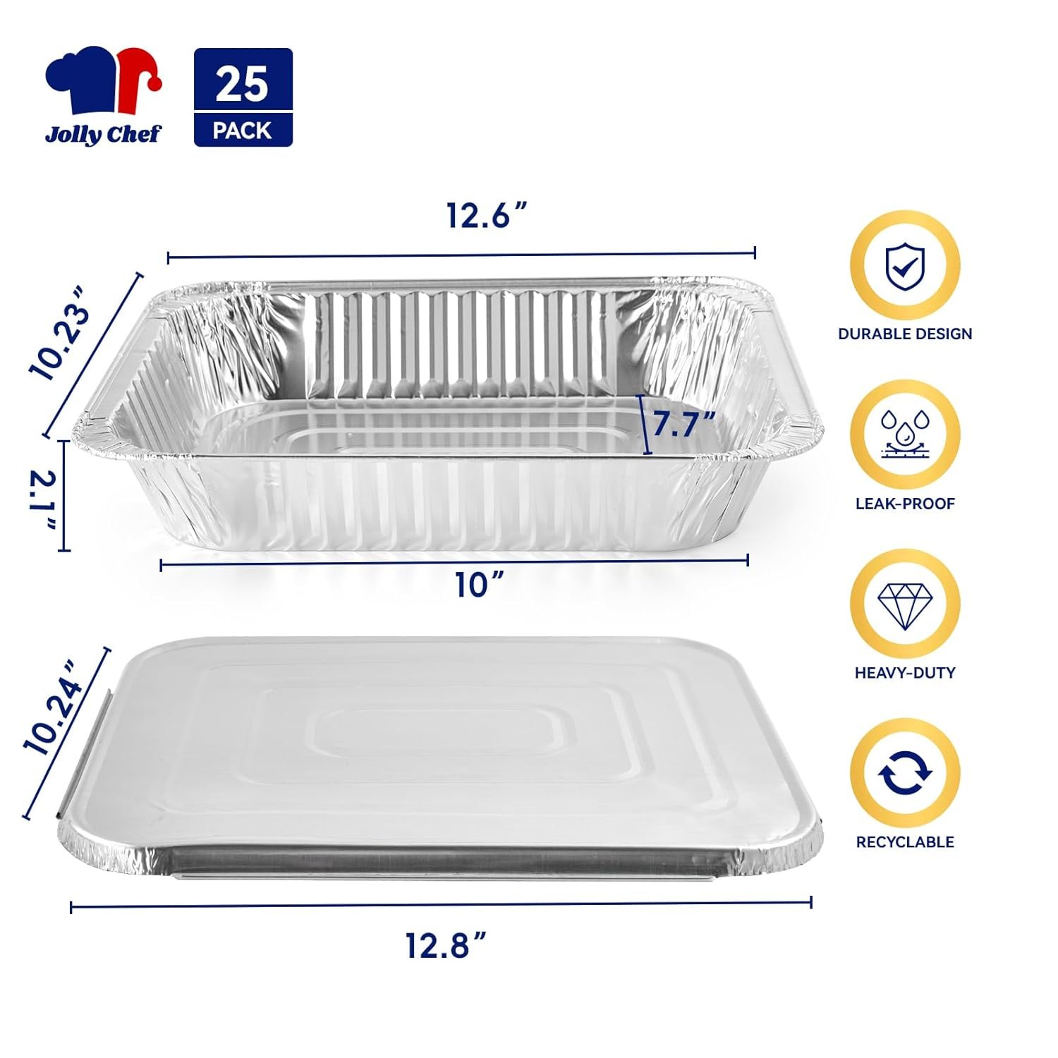 Logo Personalizado Sartenes de Aluminio 9x13 con Tapas (Paquete de 25) - Contenedores de Aluminio Desechables para Cocinar, Calentar, Almacenar y Preparar Alimentos - Marca Blanca de Fábrica para Thanksgiving, Navidad y Fiestas Logo Personalizado Sartenes de Aluminio 9x13 con Tapas (Paquete de 25) - Contenedores de Aluminio Desechables para Cocinar, Calentar, Almacenar y Preparar Alimentos - Marca Blanca de Fábrica para Thanksgiving, Navidad y Fiestas