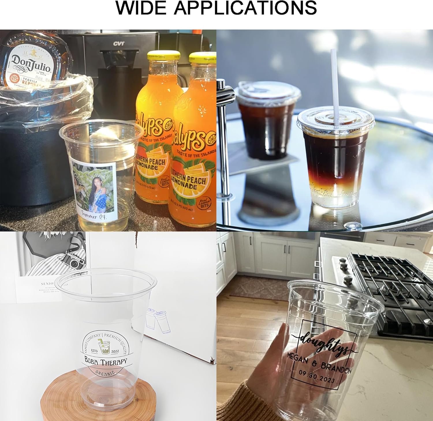 Tazas Plásticas Transparentes de 12oz con Etiquetas Personalizadas para Iced Coffee y Bebidas Frías, Set de Vasos Desechables con Logo Personalizado, Proveedor de Marca Blanca.