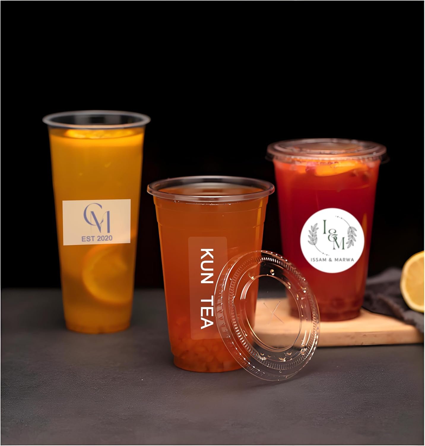 Tazas Plásticas Transparentes de 12oz con Etiquetas Personalizadas para Iced Coffee y Bebidas Frías, Set de Vasos Desechables con Logo Personalizado, Proveedor de Marca Blanca.