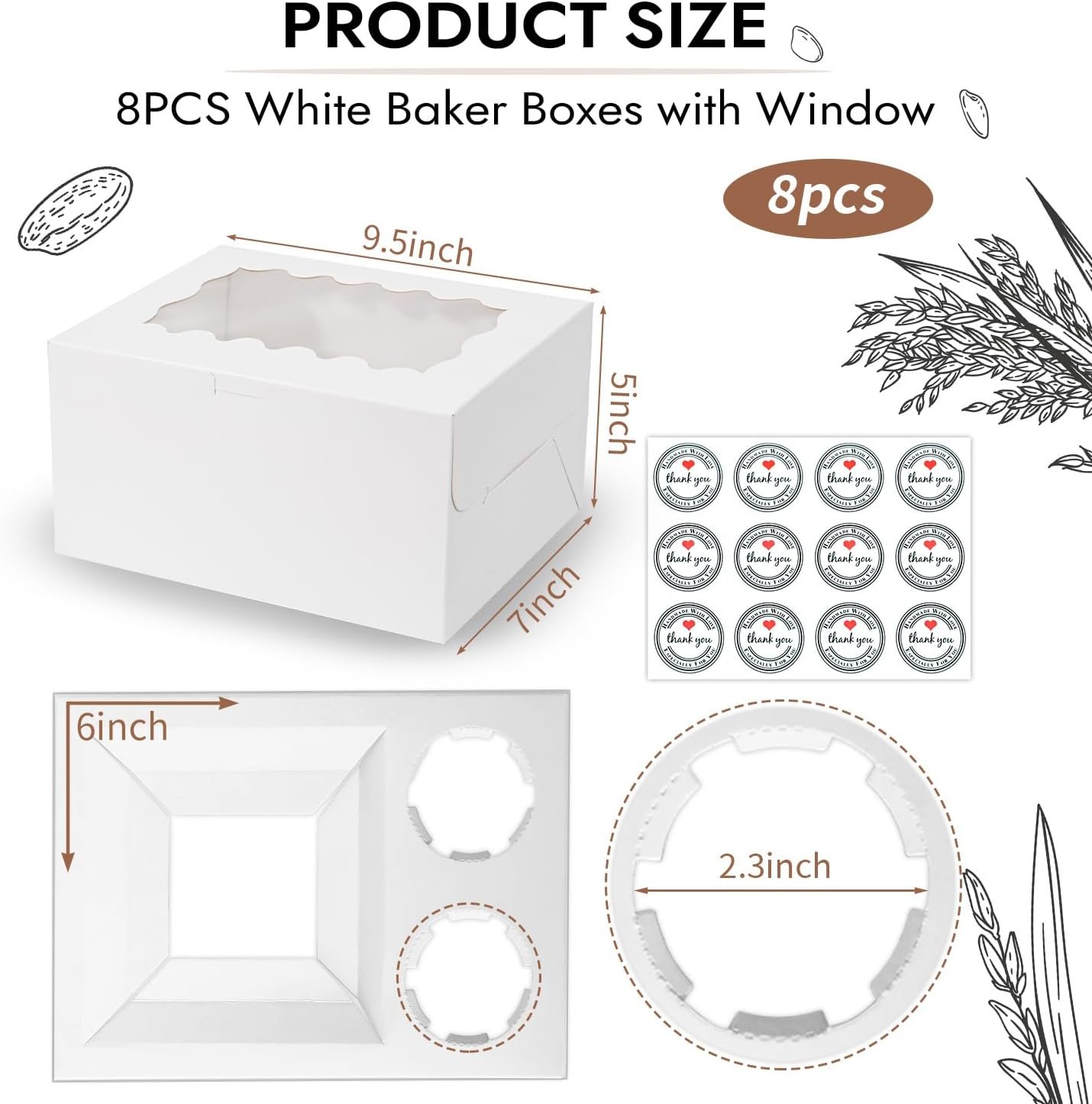 Logo Personalizado para Caja de Bento de Pastel y Cupcakes, 8 Packs con 3 Agujeros que Acomodan 2 Cupcakes y 1 Mini Pastel, Ventana Transparente y Stickers, Perfecto para Bodas y Cumpleaños, Proveedor de Artículos de Pastelería. Logo Personalizado para Caja de Bento de Pastel y Cupcakes, 8 Packs con 3 Agujeros que Acomodan 2 Cupcakes y 1 Mini Pastel, Ventana Transparente y Stickers, Perfecto para Bodas y Cumpleaños, Proveedor de Artículos de Pastelería.