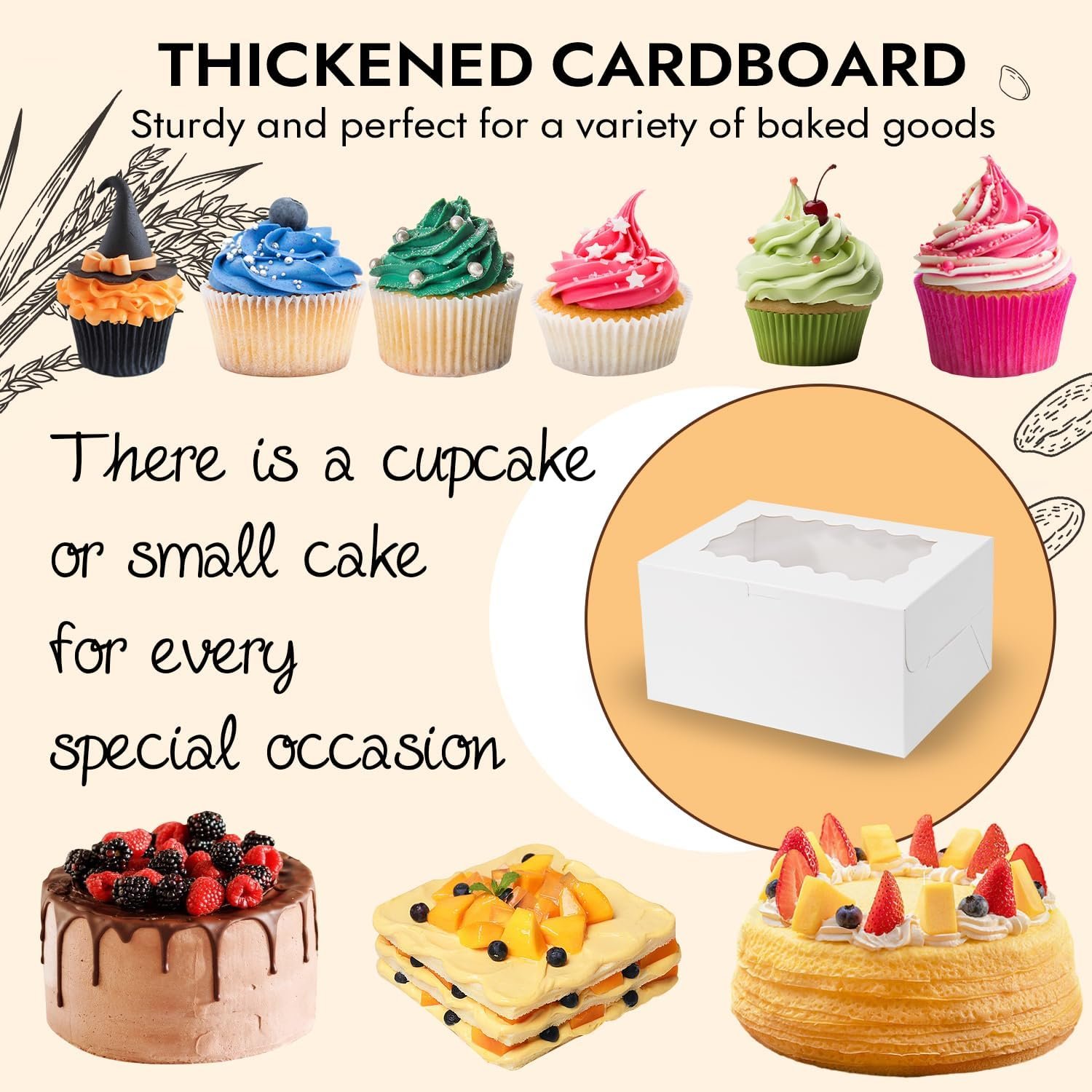 Logo Personalizado para Caja de Bento de Pastel y Cupcakes, 8 Packs con 3 Agujeros que Acomodan 2 Cupcakes y 1 Mini Pastel, Ventana Transparente y Stickers, Perfecto para Bodas y Cumpleaños, Proveedor de Artículos de Pastelería. Logo Personalizado para Caja de Bento de Pastel y Cupcakes, 8 Packs con 3 Agujeros que Acomodan 2 Cupcakes y 1 Mini Pastel, Ventana Transparente y Stickers, Perfecto para Bodas y Cumpleaños, Proveedor de Artículos de Pastelería.