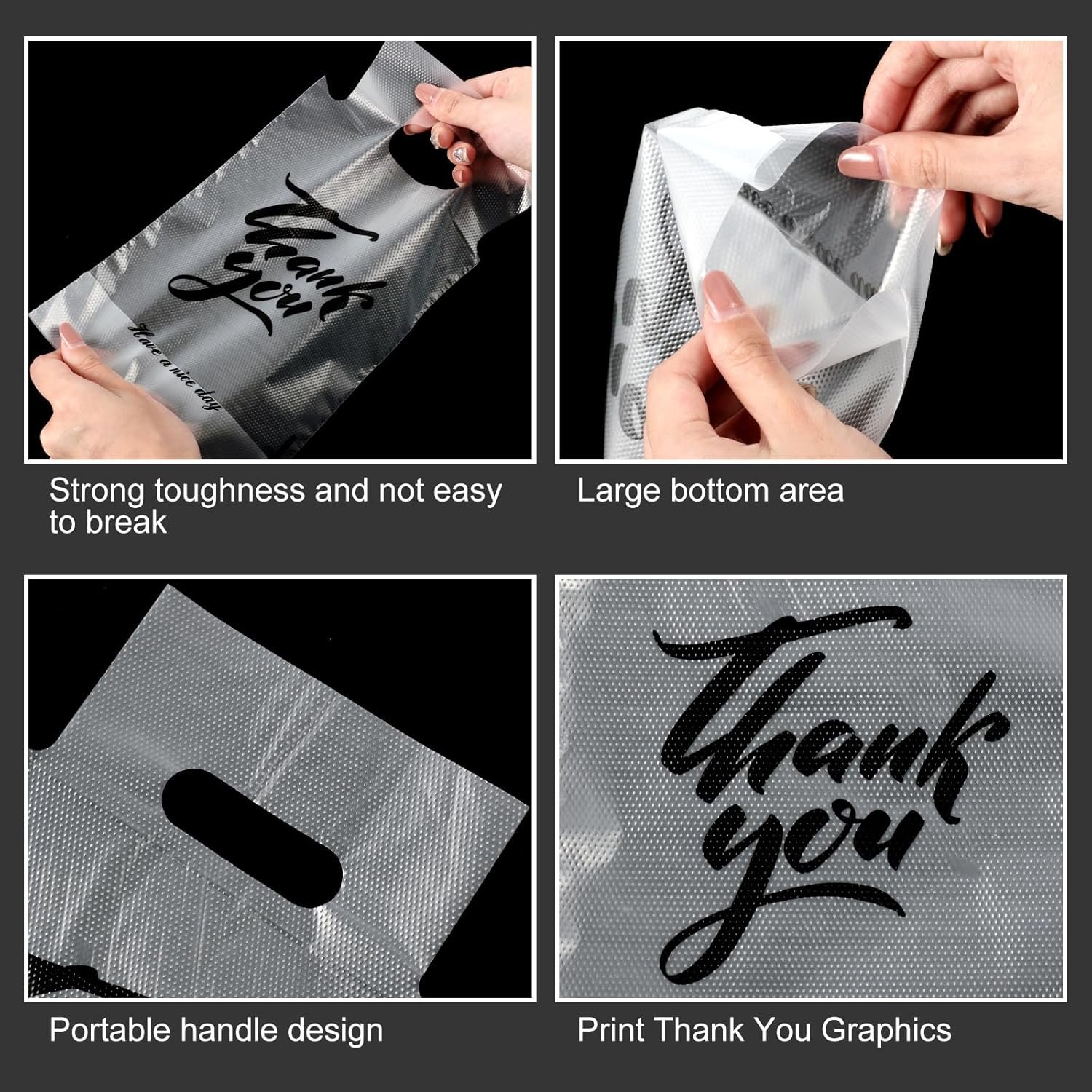 Porta Bebidas Transparente para Entrega de 500 Piezas con Mango y Bolsas de Bebidas de Agradecimiento, Marca Blanca para Cafeterías, Restaurantes, Pastelerías y Bares, Proveedor.