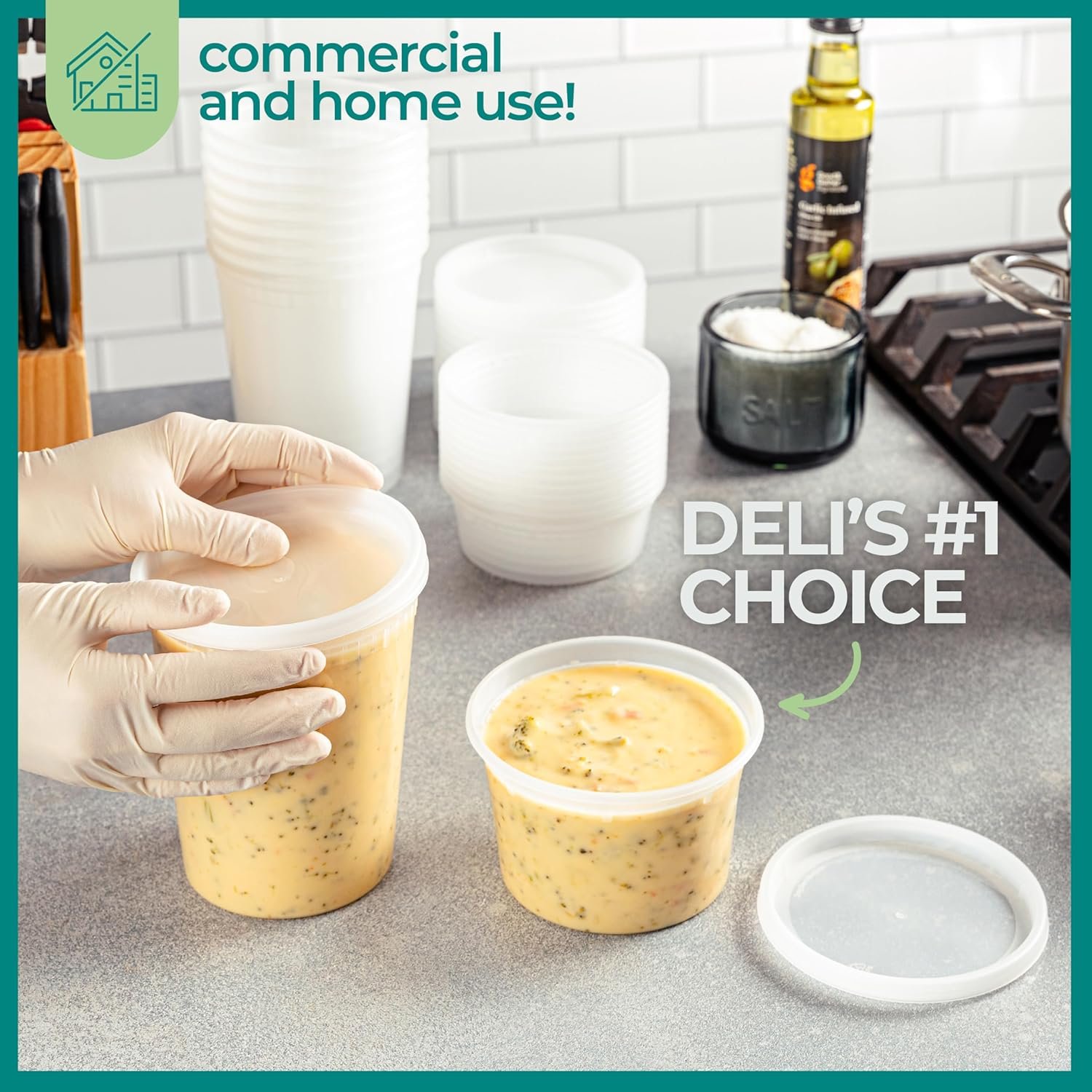 Contenedores de Almacenamiento de Comida Deli con Tapa - (48 Sets) 24-32 Oz Quart y 24-16 Oz Pint Tamaño Plástico Airtight para Comidas para Llevar, Sin BPA, Apto para Lavavajillas y Microondas - Marca Blanca de Proveedor