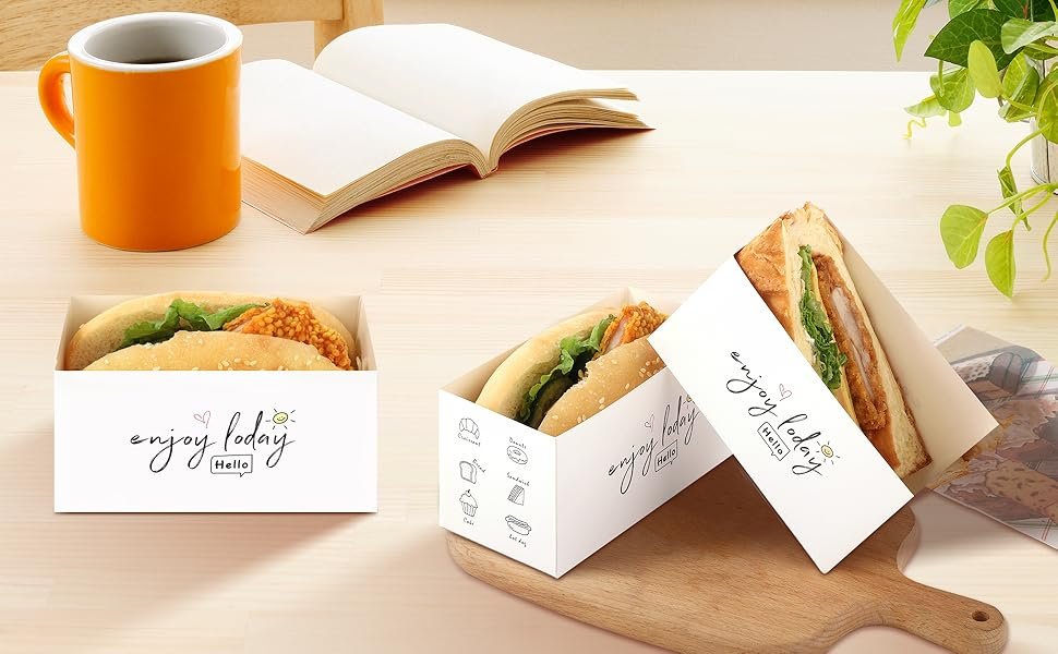 Caja de Sandwiches de Papel de 120 unidades, Personalización de Logo, Envases para Toast, Donuts y Hamburguesas, Proveedor de Marca Blanca. Caja de Sandwiches de Papel de 120 unidades, Personalización de Logo, Envases para Toast, Donuts y Hamburguesas, Proveedor de Marca Blanca.
