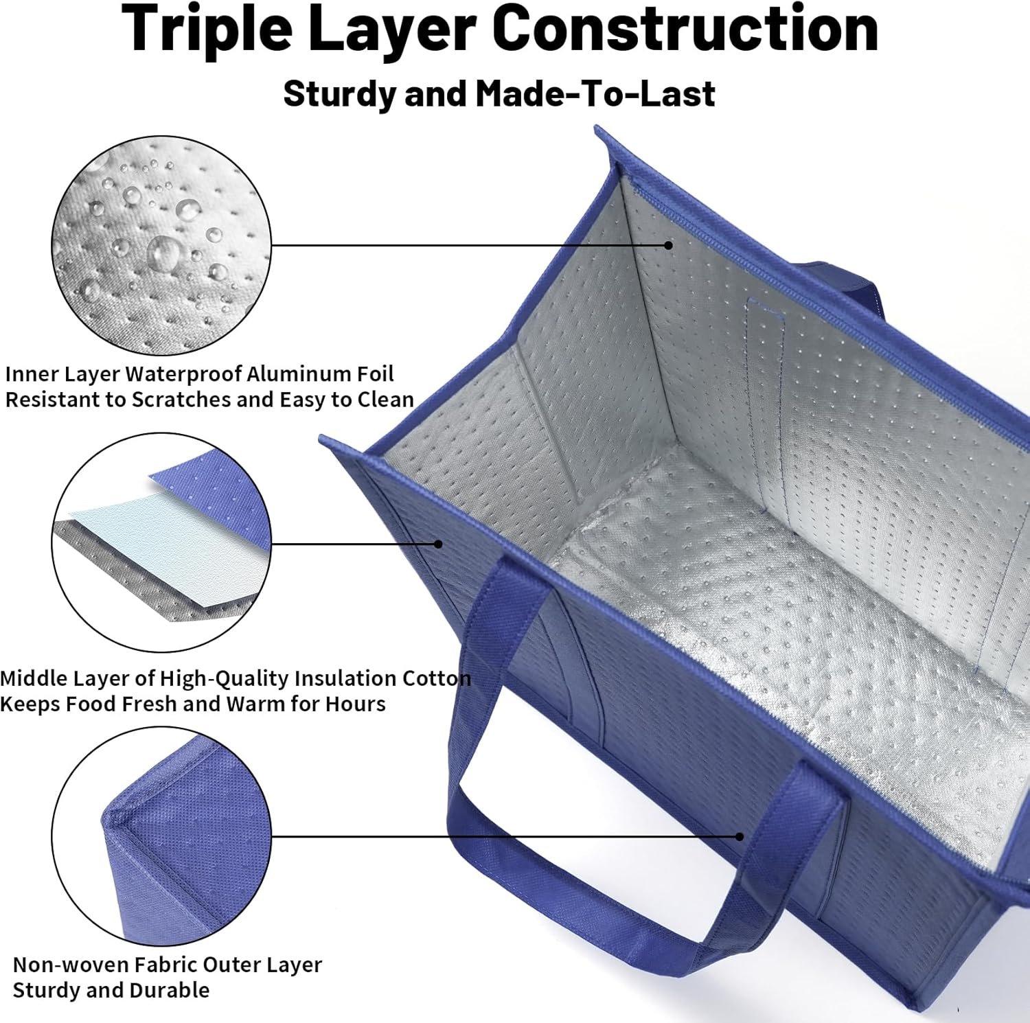 Bolsas térmicas aisladas con cremallera para compras de alimentos congelados, logo personalizado y fabricadas en una fábrica de calidad.
