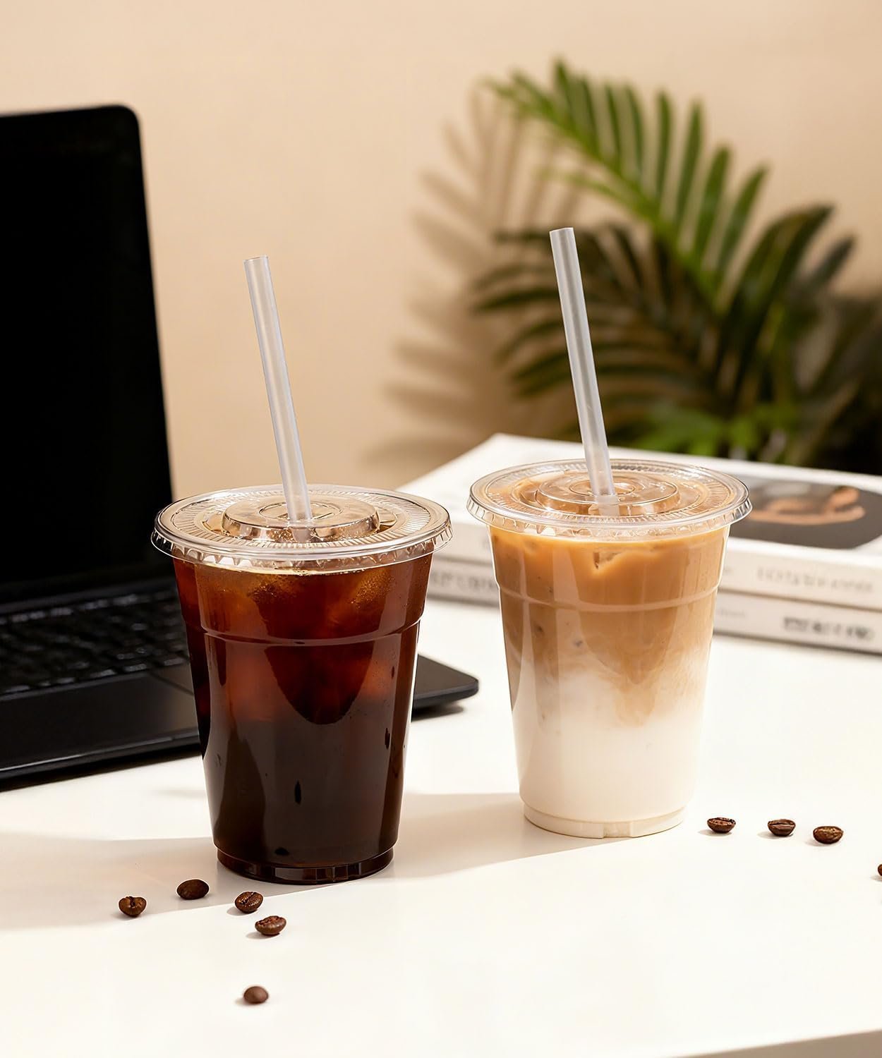 Logo Personalizado - Paquete de 100 vasos de plástico transparente de 16 oz con tapa y popotes, resistentes y seguros para alimentos, vasos desechables para café helado, batidos y bebidas frías - Proveedor de vasos BPA libres. Logo Personalizado - Paquete de 100 vasos de plástico transparente de 16 oz con tapa y popotes, resistentes y seguros para alimentos, vasos desechables para café helado, batidos y bebidas frías - Proveedor de vasos BPA libres.