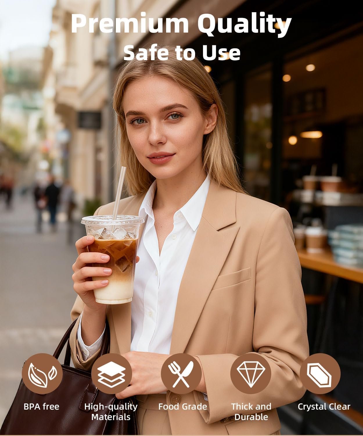 Logo Personalizado - Paquete de 100 vasos de plástico transparente de 16 oz con tapa y popotes, resistentes y seguros para alimentos, vasos desechables para café helado, batidos y bebidas frías - Proveedor de vasos BPA libres. Logo Personalizado - Paquete de 100 vasos de plástico transparente de 16 oz con tapa y popotes, resistentes y seguros para alimentos, vasos desechables para café helado, batidos y bebidas frías - Proveedor de vasos BPA libres.