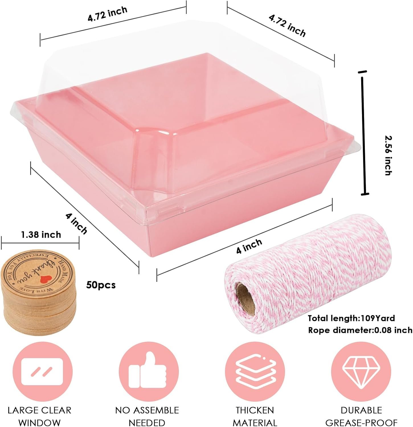 Cajas de charcutería de papel kraft de 4 pulgadas, personalizadas con logo, empaques de comida a prueba de aceite para sándwiches, galletas, cacao caliente, cupcakes y fresas, proveedor de soluciones para marcas blancas.