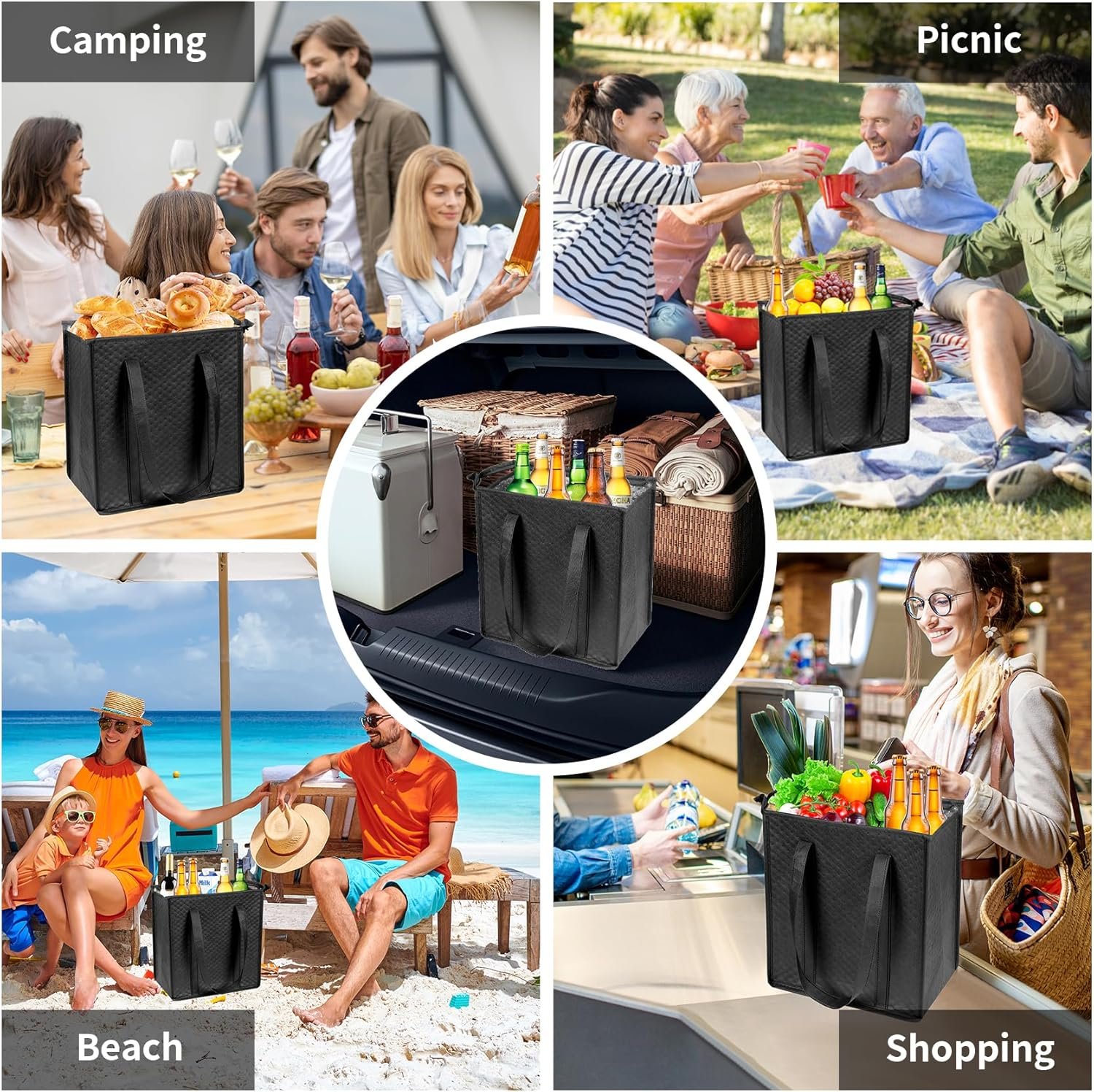 Bolsas de supermercado aisladas con cierre para alimentos congelados, logo personalizado, ideal para viajes y compras, proveedor de bolsas térmicas.