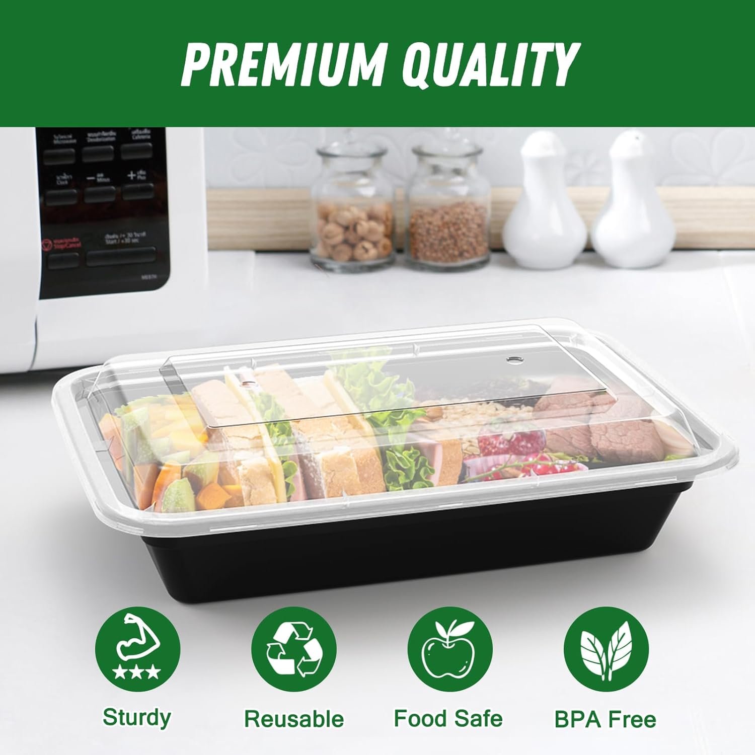 Logo Personalizado: Pack de 50 Contenedores de Alimentos Reutilizables de 28 oz con Tapa, Fáciles de Calentar en Microondas y Lavavajillas, Resistentes a Fugas y Seguros para Alimentos, Marca Blanca de Calidad de Proveedor.