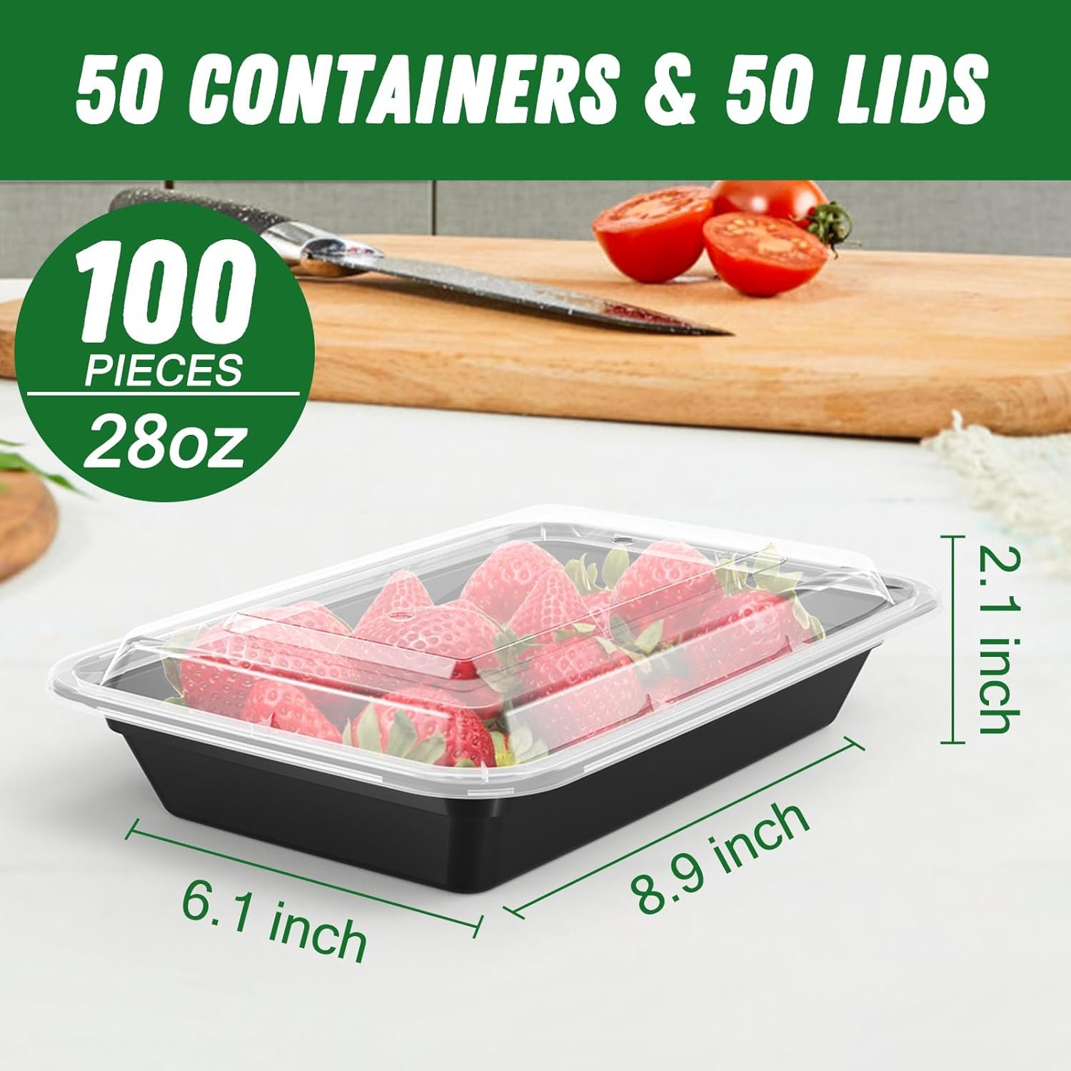 Logo Personalizado: Pack de 50 Contenedores de Alimentos Reutilizables de 28 oz con Tapa, Fáciles de Calentar en Microondas y Lavavajillas, Resistentes a Fugas y Seguros para Alimentos, Marca Blanca de Calidad de Proveedor.