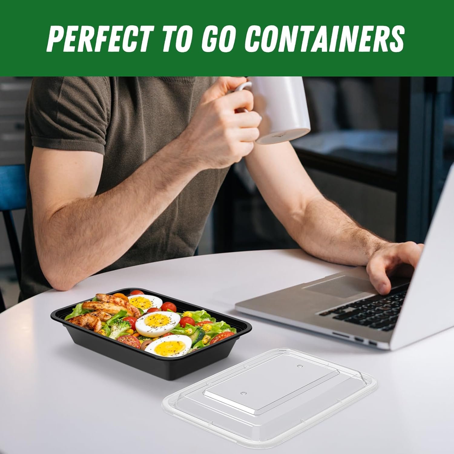 Logo Personalizado: Pack de 50 Contenedores de Alimentos Reutilizables de 28 oz con Tapa, Fáciles de Calentar en Microondas y Lavavajillas, Resistentes a Fugas y Seguros para Alimentos, Marca Blanca de Calidad de Proveedor.