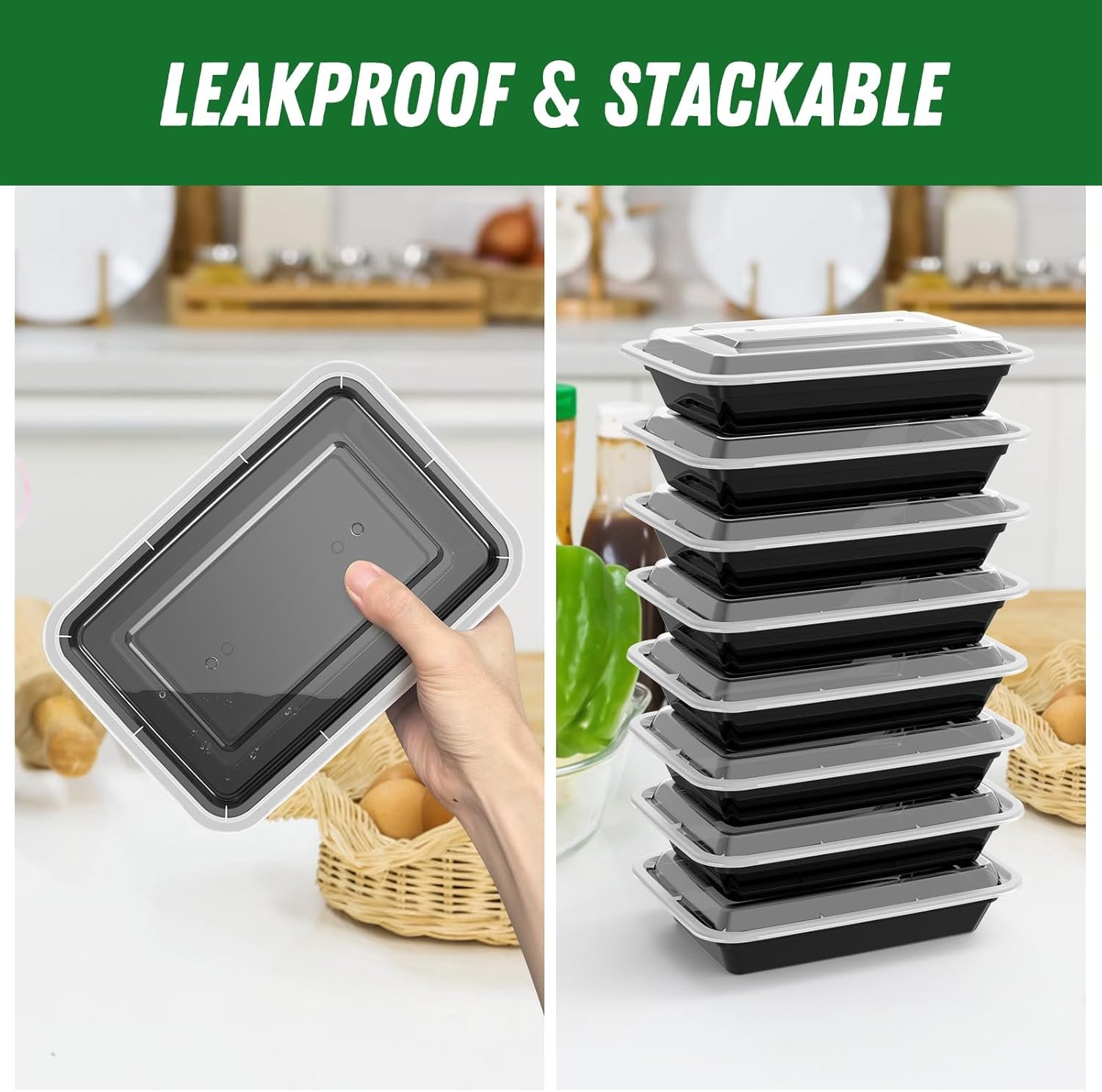 Logo Personalizado: Pack de 50 Contenedores de Alimentos Reutilizables de 28 oz con Tapa, Fáciles de Calentar en Microondas y Lavavajillas, Resistentes a Fugas y Seguros para Alimentos, Marca Blanca de Calidad de Proveedor.