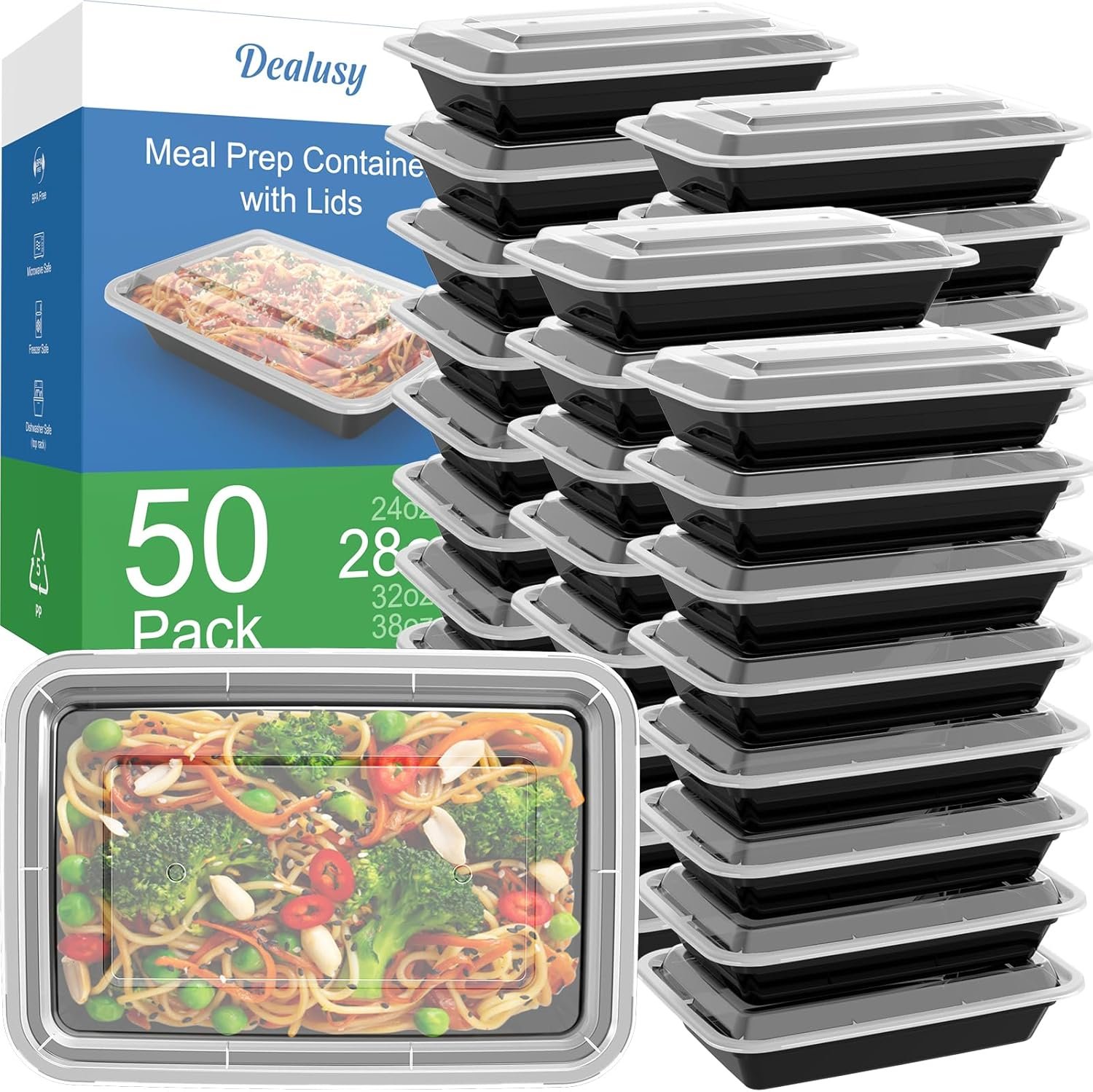 Logo Personalizado: Pack de 50 Contenedores de Alimentos Reutilizables de 28 oz con Tapa, Fáciles de Calentar en Microondas y Lavavajillas, Resistentes a Fugas y Seguros para Alimentos, Marca Blanca de Calidad de Proveedor.