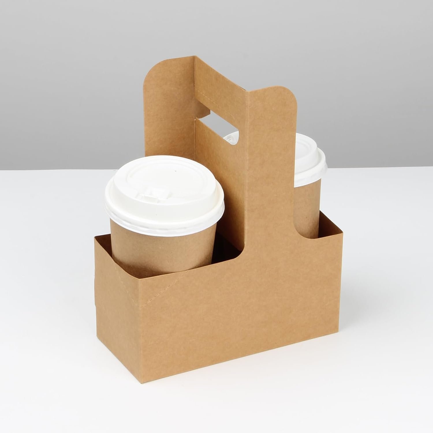Soporte para Bebidas de Papel Kraft con Asa para 2 Tazas, Porta Tazas de 12-30 OZ para Café para Llevar en Servicio de Comida, Personaliza tu Logo, 50 Paquetes, Proveedor de Equipos para Restaurantes