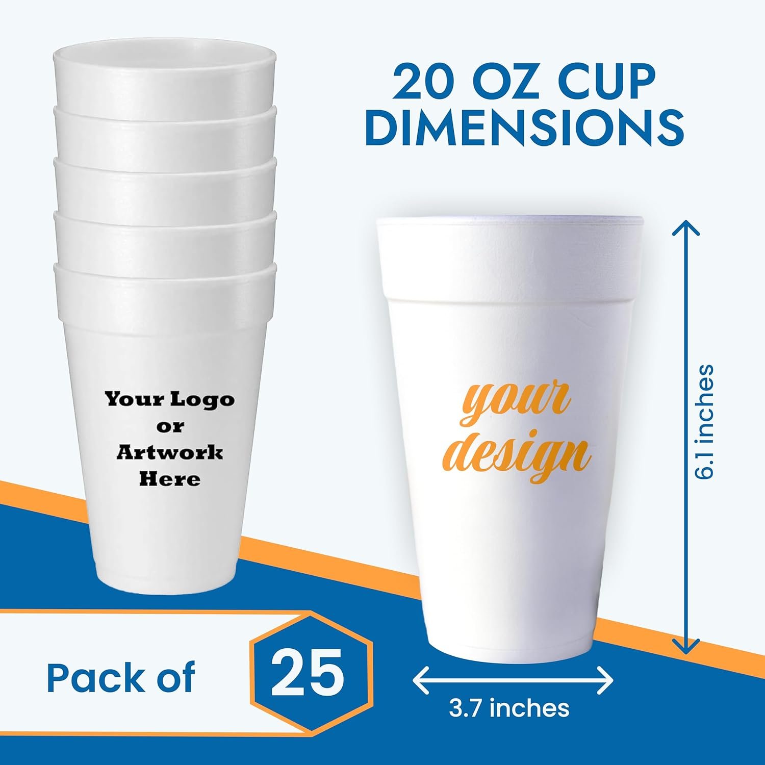 Cupos de espuma personalizables de 20 oz – Copas desechables con texto o logo personalizado para fiestas, eventos, bodas y negocios | Marca blanca de vasos de poliestireno de nuestro proveedor. Cupos de espuma personalizables de 20 oz – Copas desechables con texto o logo personalizado para fiestas, eventos, bodas y negocios | Marca blanca de vasos de poliestireno de nuestro proveedor.