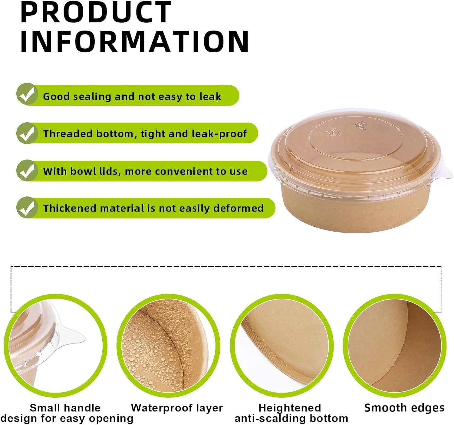 Logo Personalizado 50 piezas tazones desechables de papel kraft de 17 oz, envases de comida desechables con tapas para ensaladas dietéticas, helados, yogur y comida para fiestas, Marca Blanca de Fábrica para eventos. Logo Personalizado 50 piezas tazones desechables de papel kraft de 17 oz, envases de comida desechables con tapas para ensaladas dietéticas, helados, yogur y comida para fiestas, Marca Blanca de Fábrica para eventos.