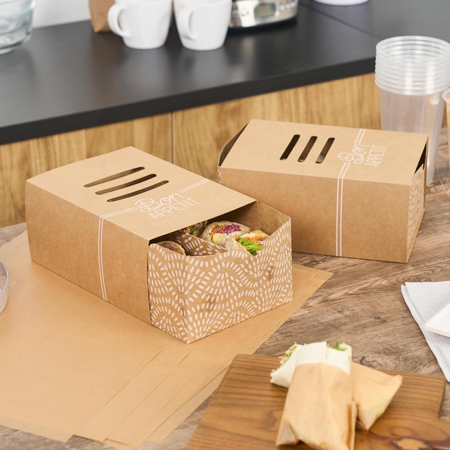Logo Personalizado Cajas de Cartón para Sándwiches Desechables 100 Unidades 8.3 x 5.7 x 3.7 Pulgadas Marca Blanca Proveedor de Envases Alimentarios Logo Personalizado Cajas de Cartón para Sándwiches Desechables 100 Unidades 8.3 x 5.7 x 3.7 Pulgadas Marca Blanca Proveedor de Envases Alimentarios