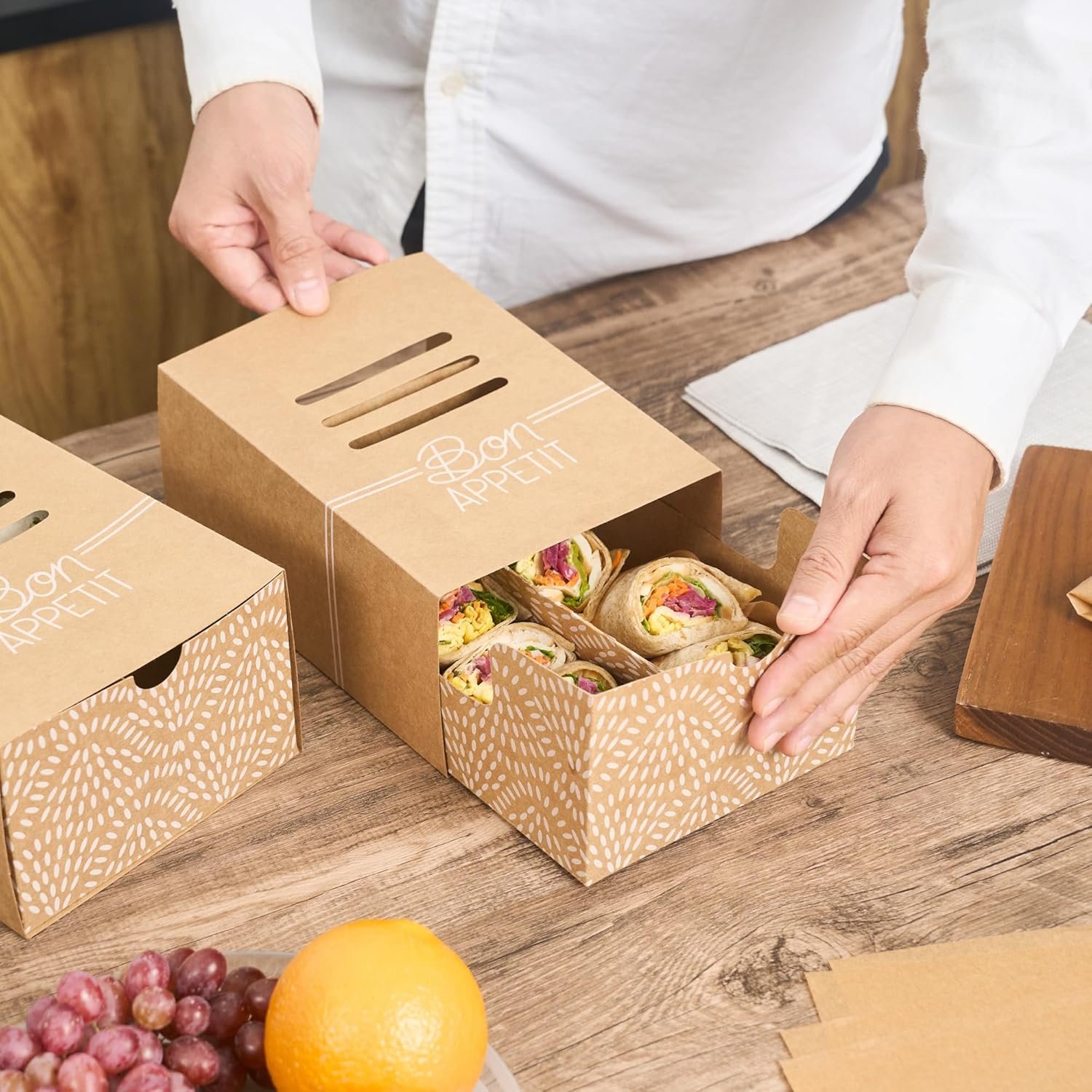 Logo Personalizado Cajas de Cartón para Sándwiches Desechables 100 Unidades 8.3 x 5.7 x 3.7 Pulgadas Marca Blanca Proveedor de Envases Alimentarios Logo Personalizado Cajas de Cartón para Sándwiches Desechables 100 Unidades 8.3 x 5.7 x 3.7 Pulgadas Marca Blanca Proveedor de Envases Alimentarios