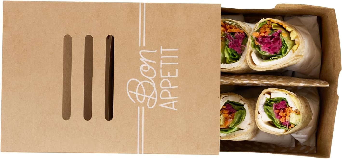 Logo Personalizado Cajas de Cartón para Sándwiches Desechables 100 Unidades 8.3 x 5.7 x 3.7 Pulgadas Marca Blanca Proveedor de Envases Alimentarios Logo Personalizado Cajas de Cartón para Sándwiches Desechables 100 Unidades 8.3 x 5.7 x 3.7 Pulgadas Marca Blanca Proveedor de Envases Alimentarios