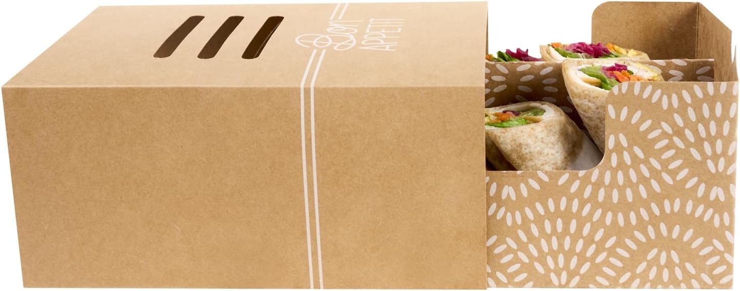 Logo Personalizado Cajas de Cartón para Sándwiches Desechables 100 Unidades 8.3 x 5.7 x 3.7 Pulgadas Marca Blanca Proveedor de Envases Alimentarios Logo Personalizado Cajas de Cartón para Sándwiches Desechables 100 Unidades 8.3 x 5.7 x 3.7 Pulgadas Marca Blanca Proveedor de Envases Alimentarios
