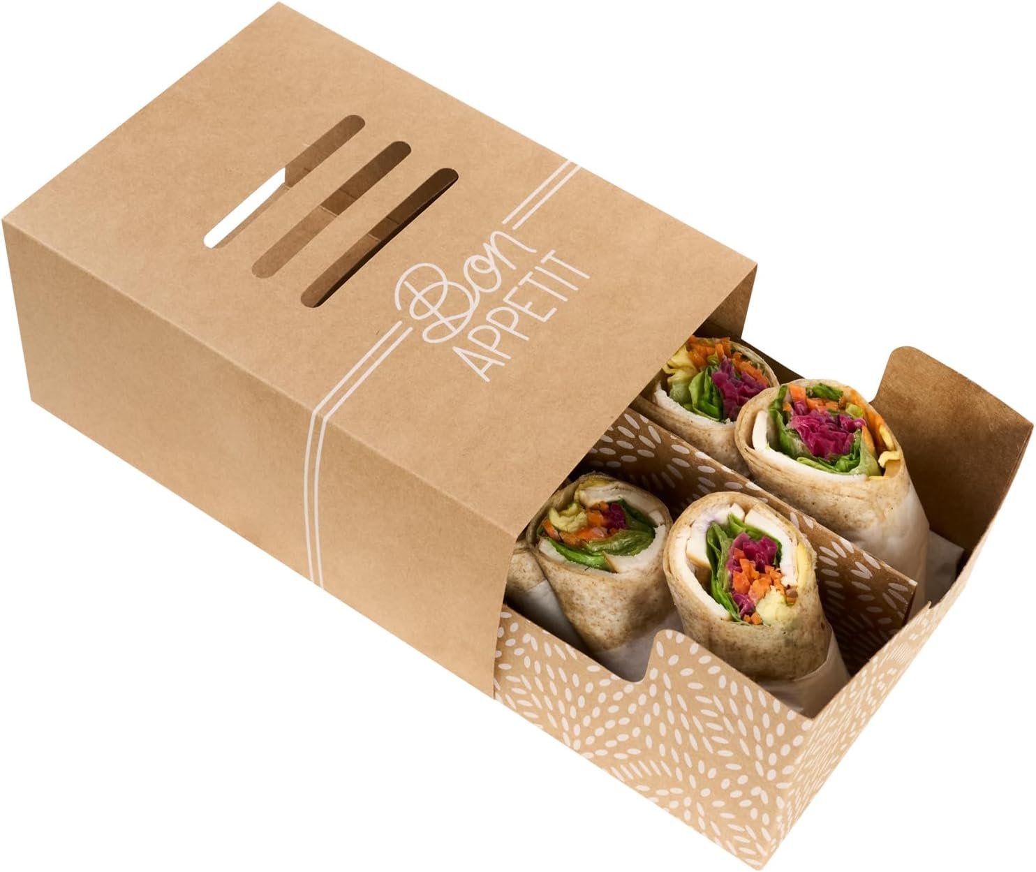 Logo Personalizado Cajas de Cartón para Sándwiches Desechables 100 Unidades 8.3 x 5.7 x 3.7 Pulgadas Marca Blanca Proveedor de Envases Alimentarios
