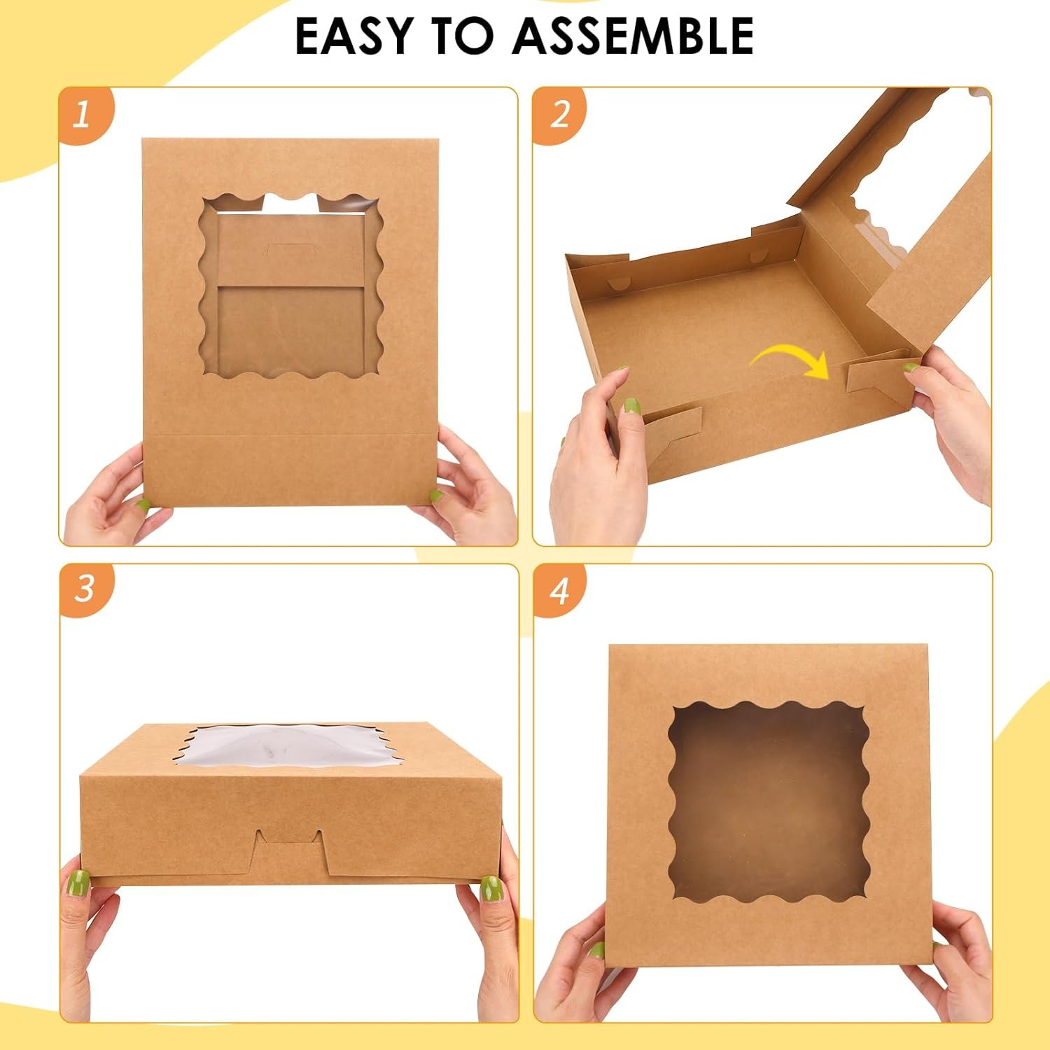 Cajas para Pasteles con Ventana de 10x10x2.5, Cajas de Postres para Pies, Galletas, Donas y Muffins, Marca Blanca, ideal para personalización con Logo Personalizado, disponibles en Proveedor. Cajas para Pasteles con Ventana de 10x10x2.5, Cajas de Postres para Pies, Galletas, Donas y Muffins, Marca Blanca, ideal para personalización con Logo Personalizado, disponibles en Proveedor.
