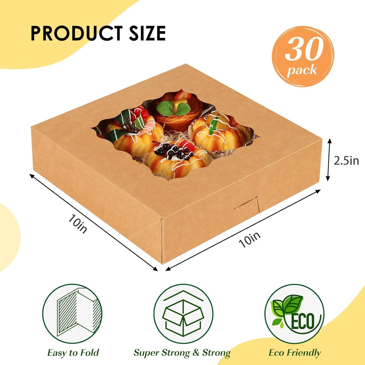 Cajas para Pasteles con Ventana de 10x10x2.5, Cajas de Postres para Pies, Galletas, Donas y Muffins, Marca Blanca, ideal para personalización con Logo Personalizado, disponibles en Proveedor. Cajas para Pasteles con Ventana de 10x10x2.5, Cajas de Postres para Pies, Galletas, Donas y Muffins, Marca Blanca, ideal para personalización con Logo Personalizado, disponibles en Proveedor.