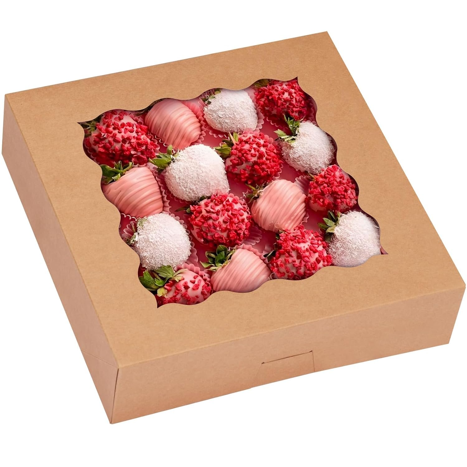 Cajas para Pasteles con Ventana de 10x10x2.5, Cajas de Postres para Pies, Galletas, Donas y Muffins, Marca Blanca, ideal para personalización con Logo Personalizado, disponibles en Proveedor.