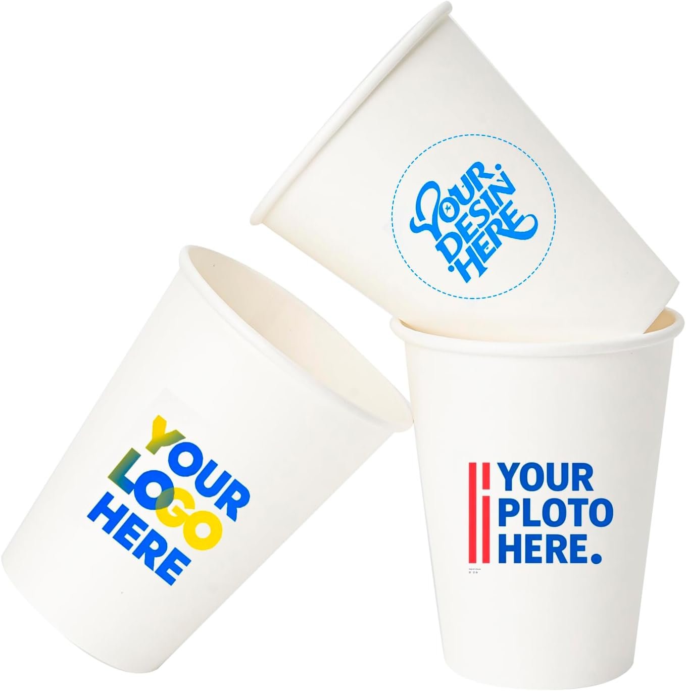 Tazas de papel con logo personalizado, vasos desechables personalizados con foto o texto, tazas de café impresas para eventos de empresa, oficina, cafetería y bodas, disponibles en 8oz, 12oz y 16oz, proveedor de calidad.