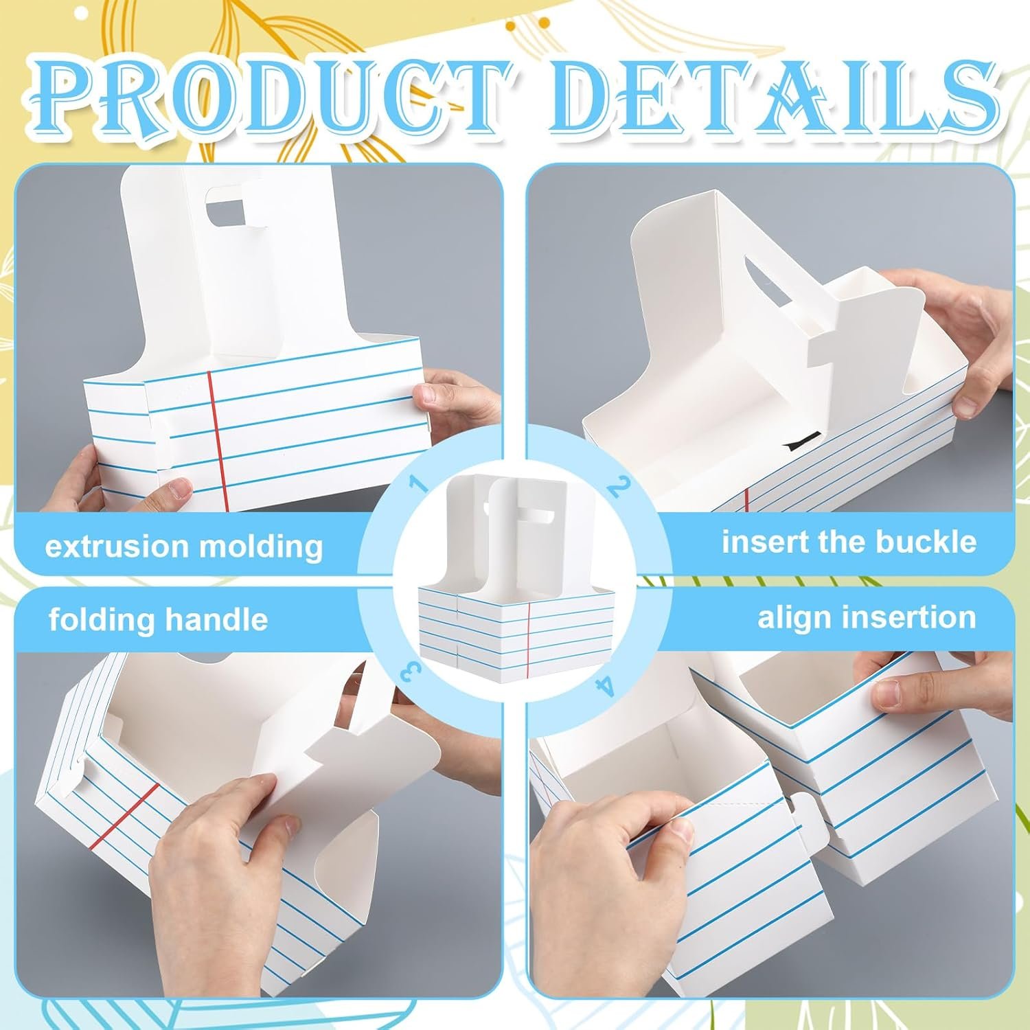 Logo Personalizado 24 Set de Regalos de Apreciación para Maestros, Porta Bebidas de 2 Tazas con Tarjeta de Felicitación y Cinta, Soportes desechables con Mango para Fiestas, Fabrica