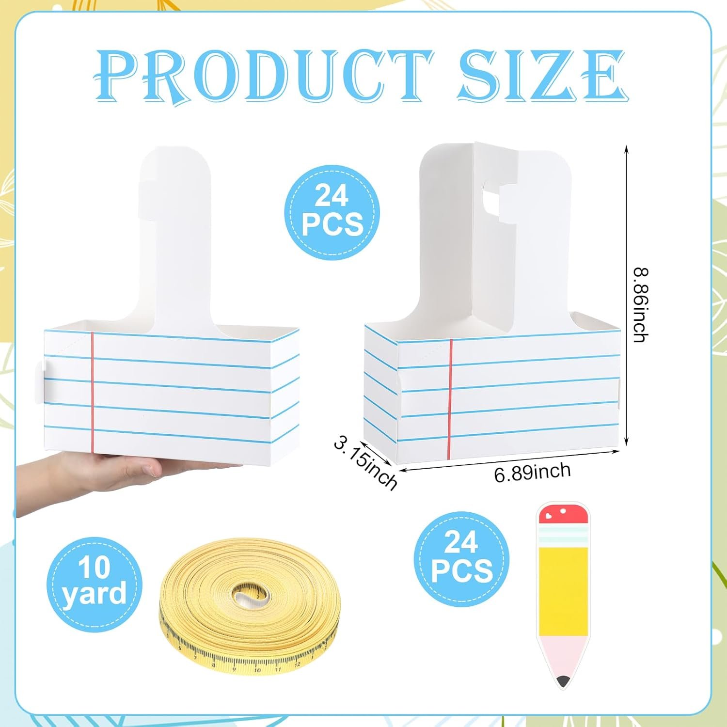 Logo Personalizado 24 Set de Regalos de Apreciación para Maestros, Porta Bebidas de 2 Tazas con Tarjeta de Felicitación y Cinta, Soportes desechables con Mango para Fiestas, Fabrica