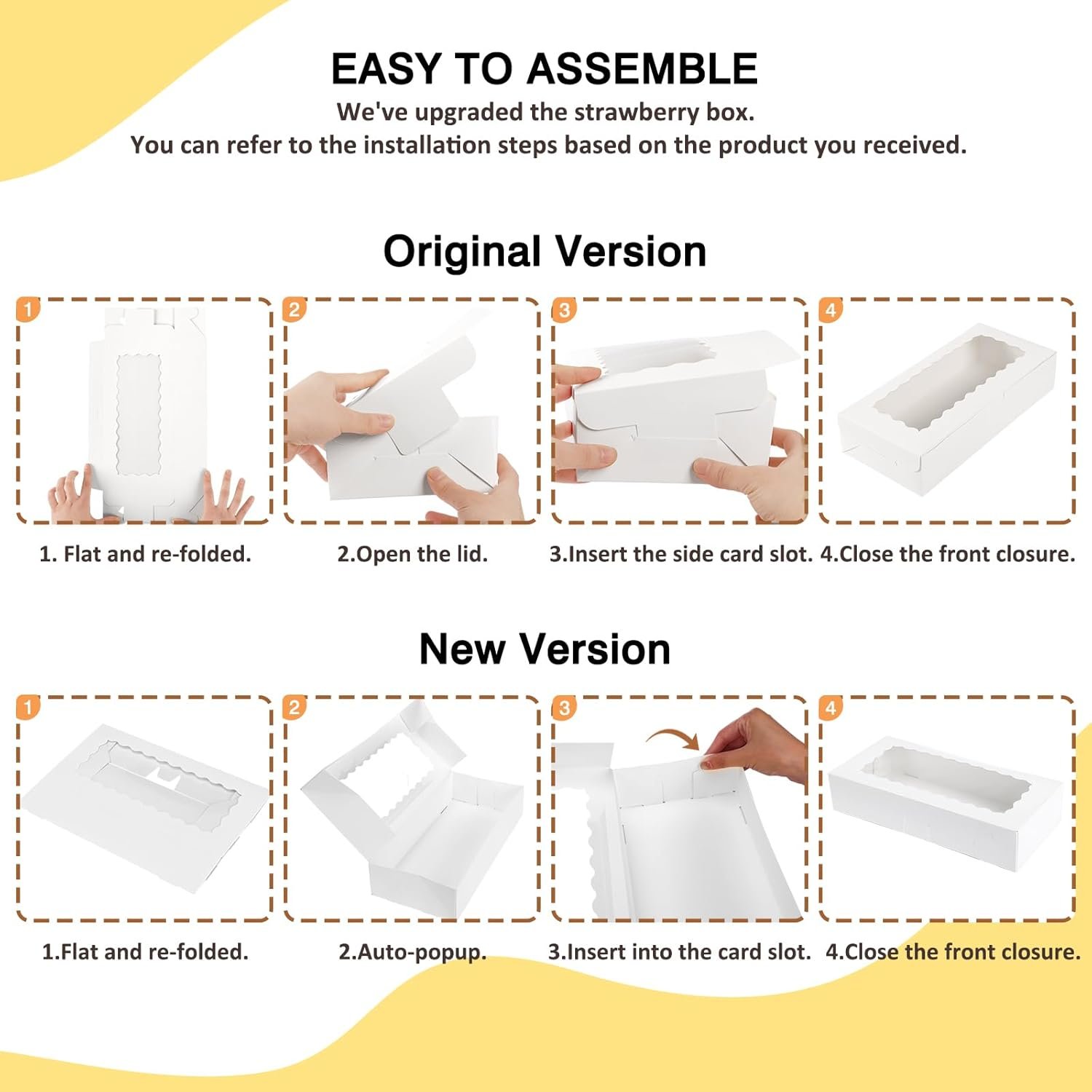 Caja de Pastelería Blanca de 12x5.5x2.5 Pulgadas con Ventana para Galletas, Donas, Chocolate, y Postres, Marca Blanca, Personalizable con Logo, Proveedor de Envases.