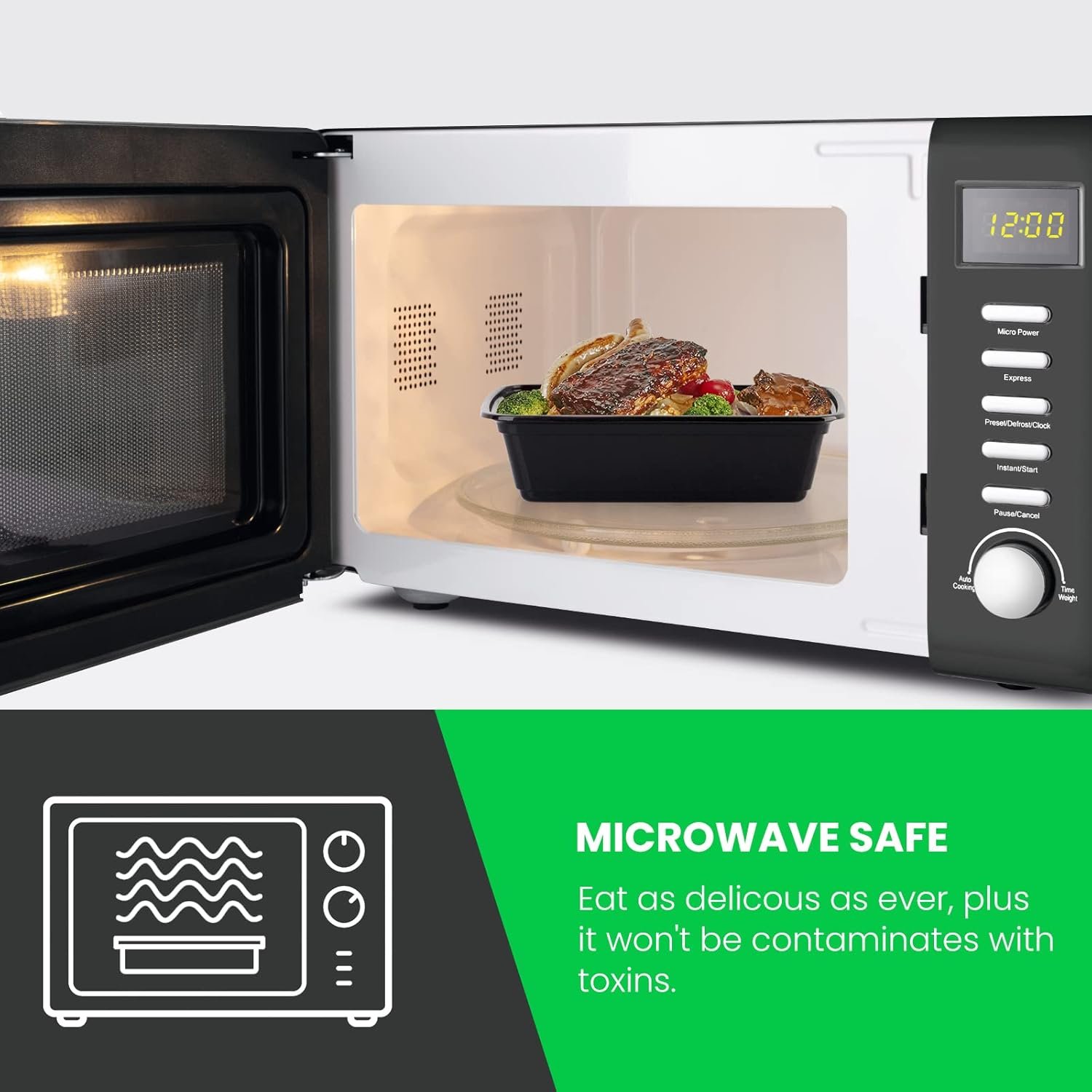 Logo Personalizado para envases de preparación de comidas, 10-pack de contenedores de plástico reutilizables de 38 oz con tapa, aptos para microondas, lavavajillas y congelador, Marca Blanca de contenedores desechables, Proveedor de soluciones de almacenamiento.