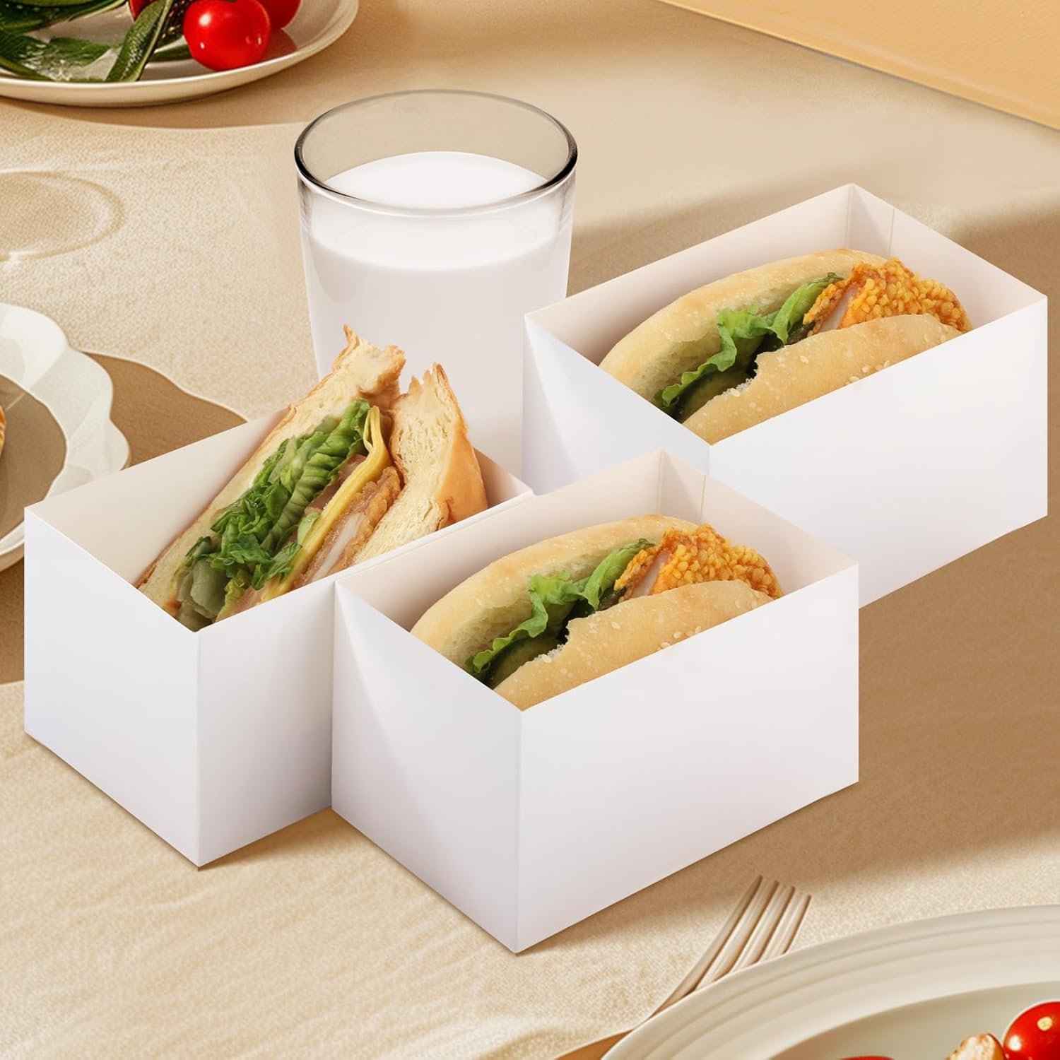 Cajas de sándwich y pasteles para llevar de 60 piezas con Logo Personalizado, dimensiones 4.7x3.1x2.8 pulgadas, ideales para tostadas, donas y hamburguesas, disponibles a través de nuestro Proveedor.