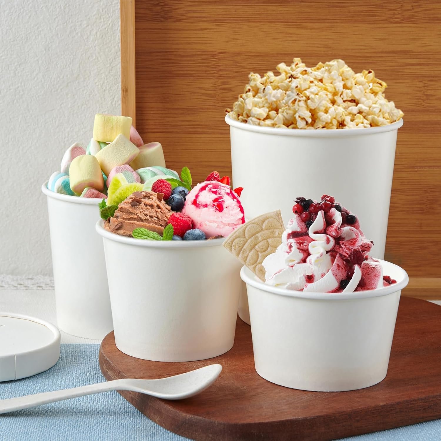 Envases de Papel para Sopa de 12oz con Tapa, 50 unidades, Personalizados con Logo, Tazas Desechables para Alimentos, Aptas para Microondas y Congelador, Ideal para Navidad y Acción de Gracias, Proveedor de Fábrica