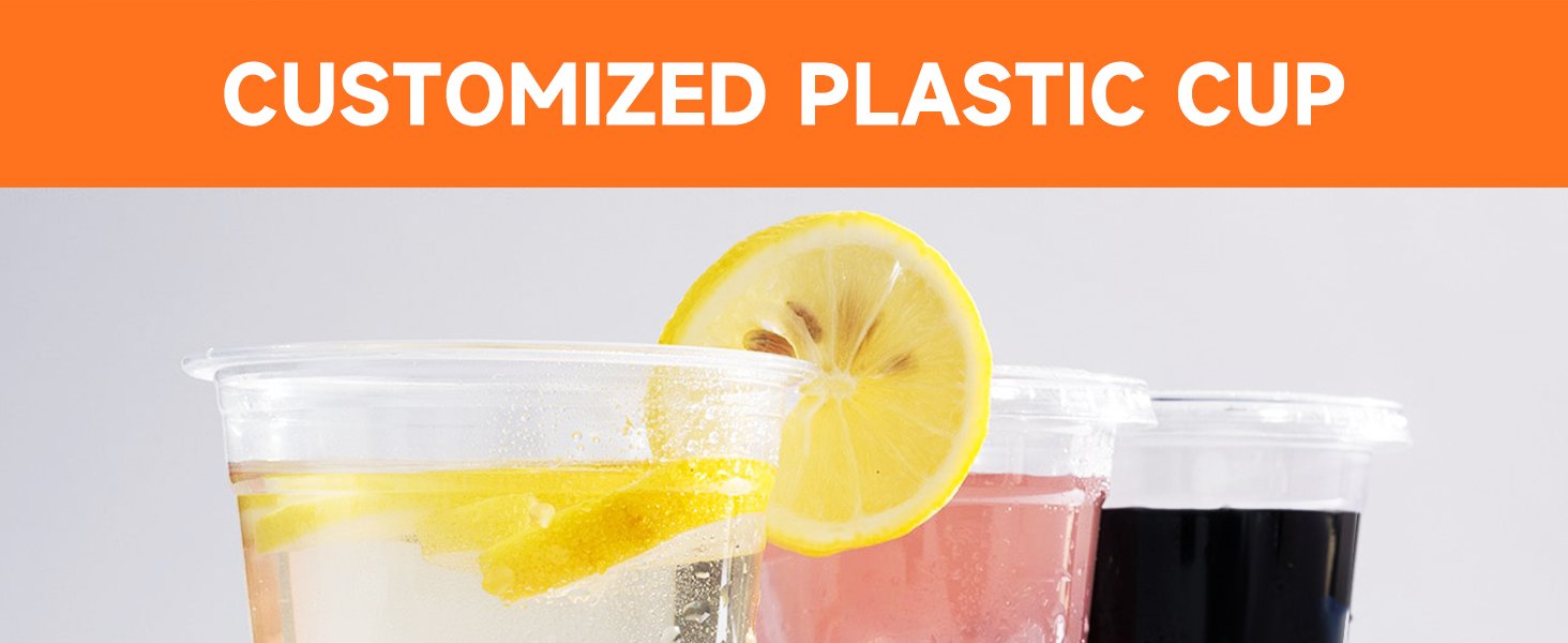 Tazas de Plástico Personalizadas con Logo – 12oz/16oz Claras, 100 unidades, Tazas Desechables para Bebidas Frías, Smoothies, Eventos, Fábrica de Marca Blanca.