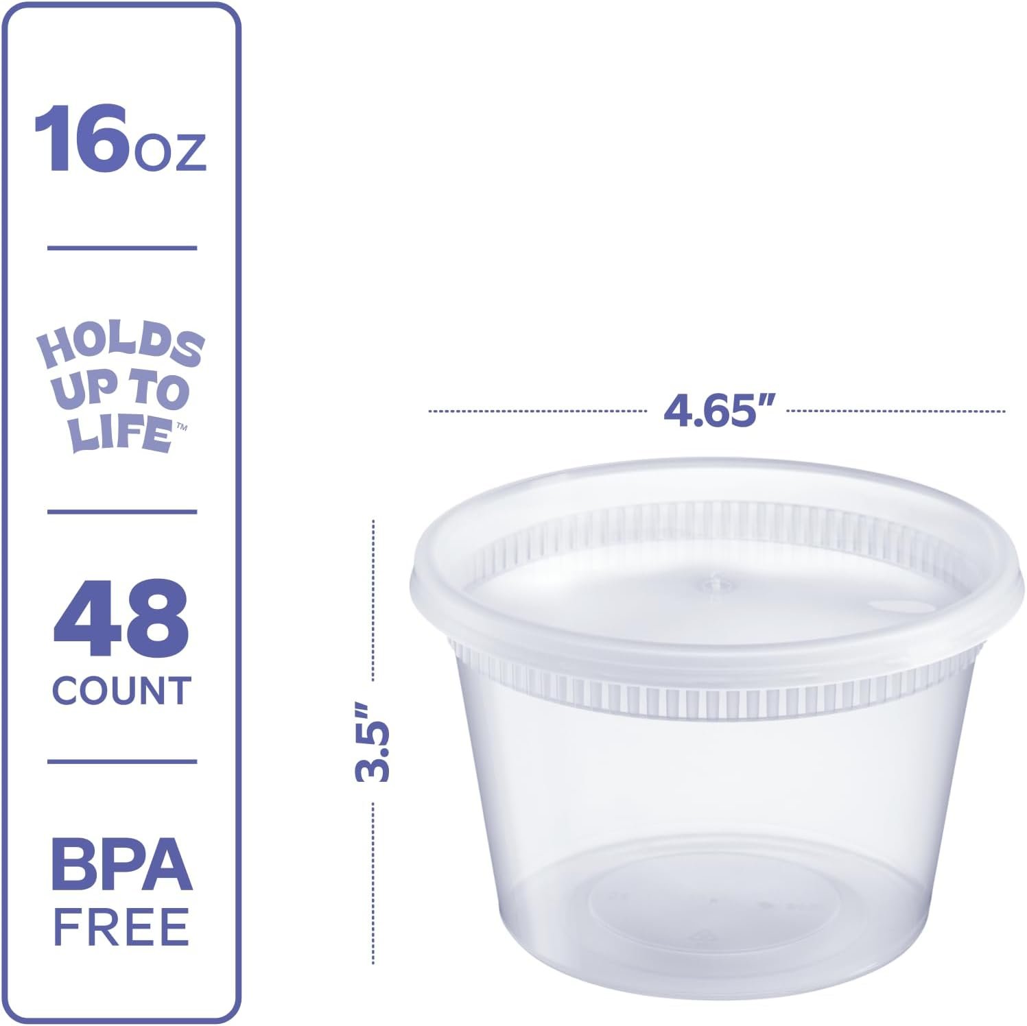 Contenedores de Almacenamiento de Alimentos Descartables de 16 oz con Tapa Hermética y Logo Personalizado - 48 Sets - Proveedor Fábrica Marca Blanca