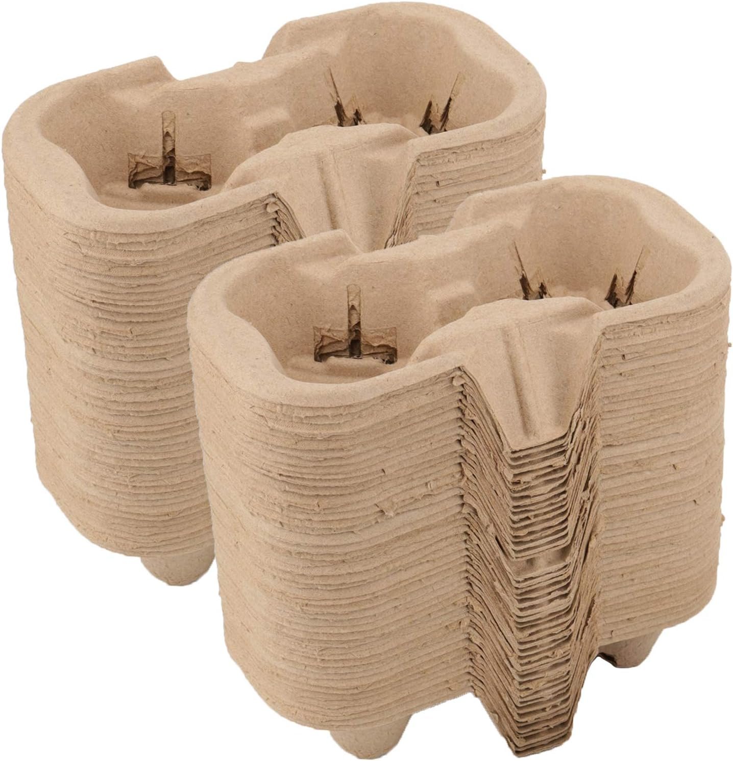 Logo Personalizado 100 bolsas de transportador de bebidas de pulpa de 2 tazas, portacopas desechable para bebidas frías o calientes, ideal para cafeterías, tiendas para llevar, restaurantes y bares de jugos, Fabricante.