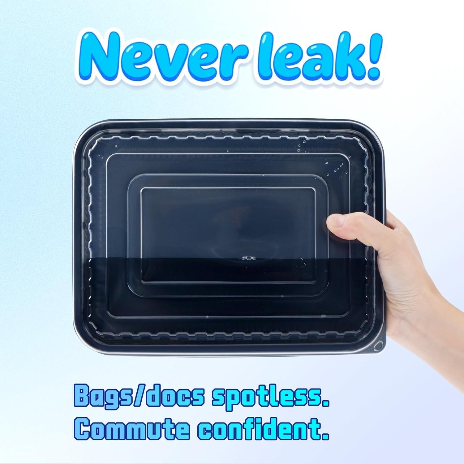 Contenedores de plástico con tapa 40 Pack 48 oz - Reutilizables y a prueba de fugas para comida para llevar | Logo personalizado para su marca blanca | Proveedor de envases seguros para microondas y lavavajillas, ideales para preparación de comidas en restaurantes.