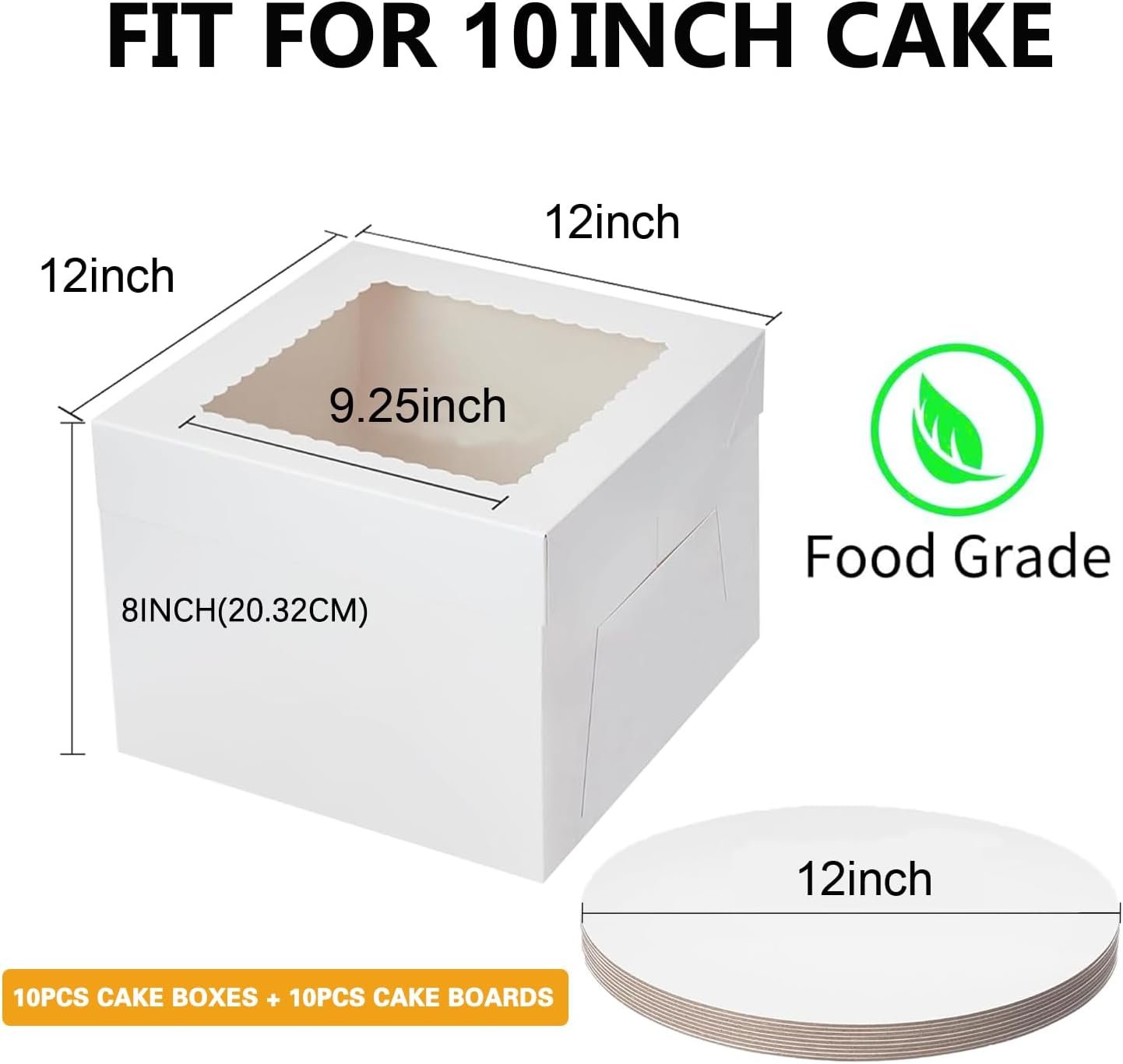 Cajas de Pastel de 12 Pulgadas con Logo Personalizado, Pack de 20 (10 cajas y 10 bases), Cajas Blancas de 12X12X8 Pulgadas con Ventana para Pasteles, Galletas, Postres, Tartas, Bodas y Cumpleaños, Marca Blanca de Proveedor. Cajas de Pastel de 12 Pulgadas con Logo Personalizado, Pack de 20 (10 cajas y 10 bases), Cajas Blancas de 12X12X8 Pulgadas con Ventana para Pasteles, Galletas, Postres, Tartas, Bodas y Cumpleaños, Marca Blanca de Proveedor.