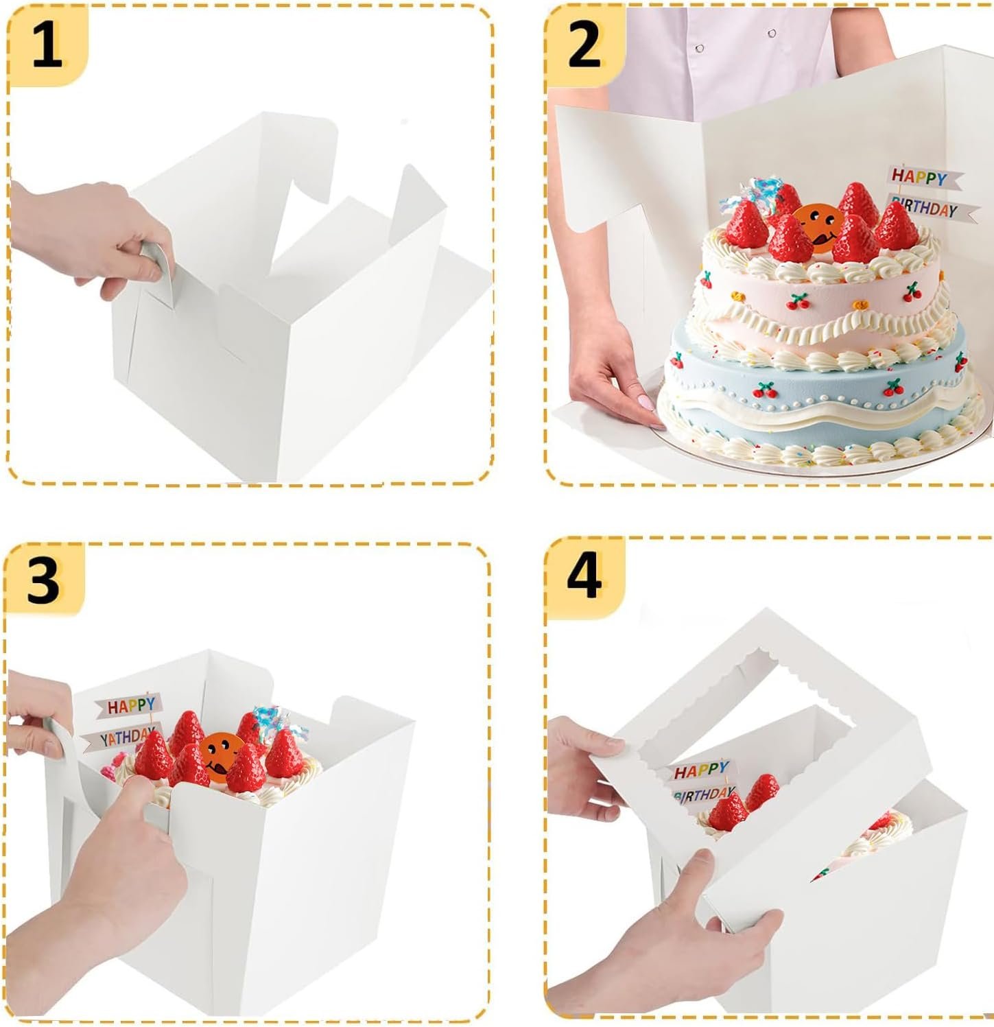 Cajas de Pastel de 12 Pulgadas con Logo Personalizado, Pack de 20 (10 cajas y 10 bases), Cajas Blancas de 12X12X8 Pulgadas con Ventana para Pasteles, Galletas, Postres, Tartas, Bodas y Cumpleaños, Marca Blanca de Proveedor. Cajas de Pastel de 12 Pulgadas con Logo Personalizado, Pack de 20 (10 cajas y 10 bases), Cajas Blancas de 12X12X8 Pulgadas con Ventana para Pasteles, Galletas, Postres, Tartas, Bodas y Cumpleaños, Marca Blanca de Proveedor.