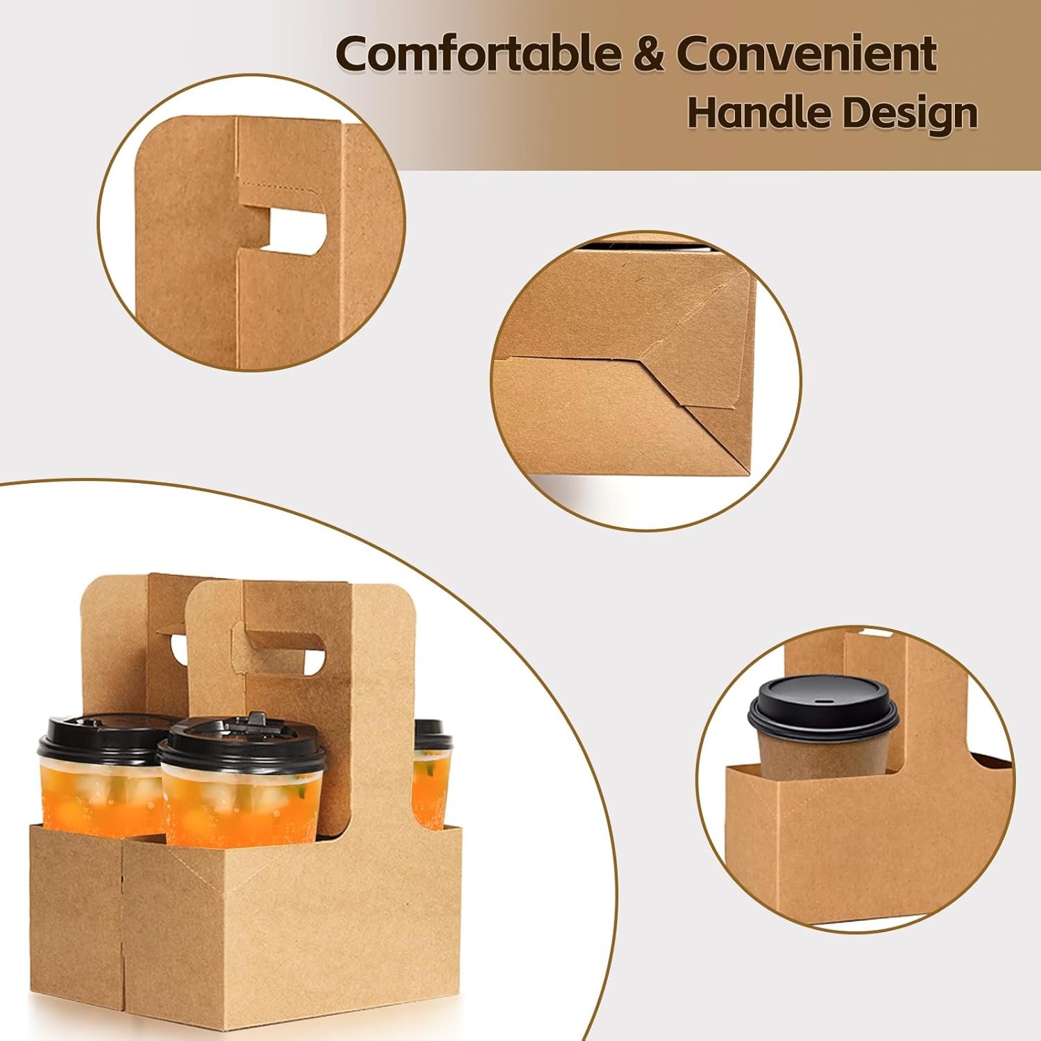 Logo Personalizado 50 Pack Porta Bebidas Kraft de 2 Tazas con Asa, Soporte desechable para Taza de Café de 2 o 4 Tazas, Ideal para Entregas de Alimentos y Cafés, Proveedor de Envases Logo Personalizado 50 Pack Porta Bebidas Kraft de 2 Tazas con Asa, Soporte desechable para Taza de Café de 2 o 4 Tazas, Ideal para Entregas de Alimentos y Cafés, Proveedor de Envases