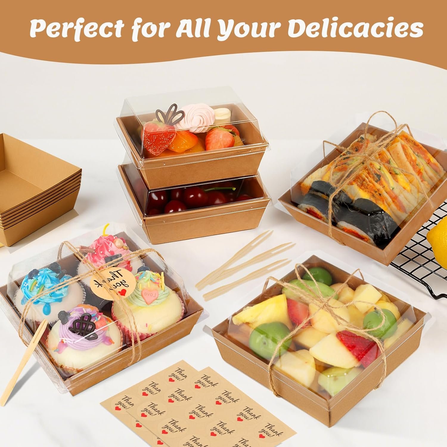 Caja de comida desechable con tapa, 24 unidades de mini cajas de charcutería para llevar, ideal para sándwiches, galletas, sushi, porciones de pastel y fresas, con opción de logo personalizado, perfecta para marcas blancas, disponible en proveedor de calidad. Caja de comida desechable con tapa, 24 unidades de mini cajas de charcutería para llevar, ideal para sándwiches, galletas, sushi, porciones de pastel y fresas, con opción de logo personalizado, perfecta para marcas blancas, disponible en proveedor de calidad.