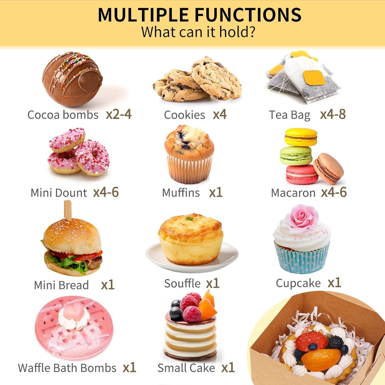 Caja para pasteles con ventana de 50 piezas, 4x4x2.5 pulgadas, ideal para galletas, dulces y postres, Marca Blanca, fabricada por nuestro Proveedor.