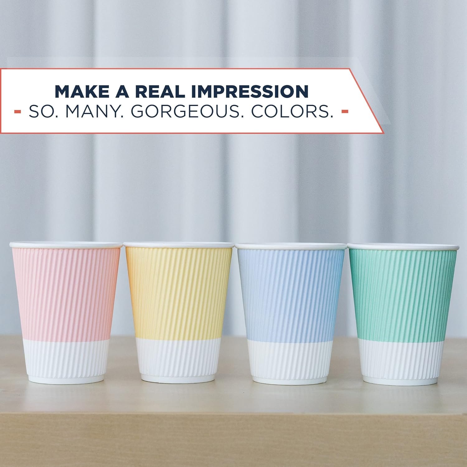 Tazas de café desechables con tapa - (80 unidades) 12 oz tazas de papel para llevar con tapas resellables que evitan derrames. Ideal para bebidas calientes al viajar. Proveedor de soluciones para su marca blanca y personalización con logo.